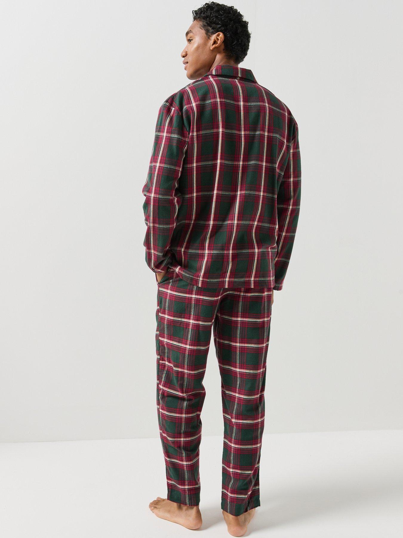 Image 6 of 7 of BOSS Mens Holiday Check Button-Through Pyjama Set - Red
