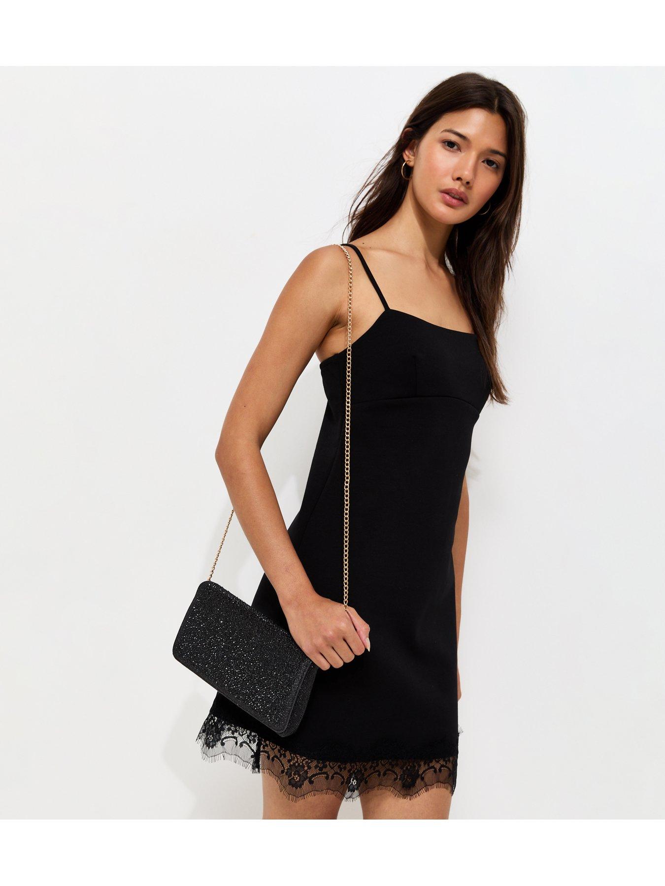 Image 2 of 6 of New Look Black Diamante Embellished Chain Shoulder Bag