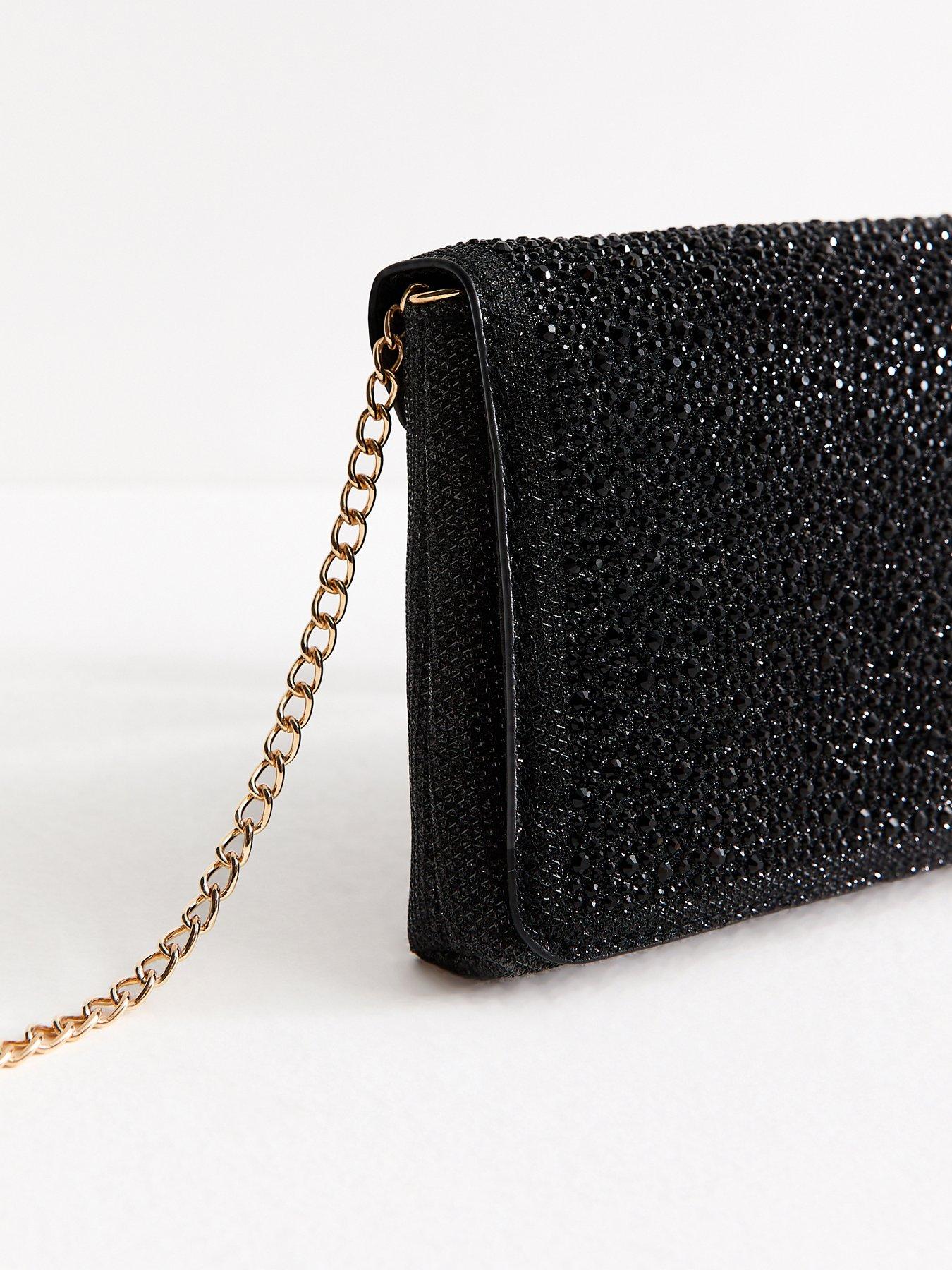 Image 3 of 6 of New Look Black Diamante Embellished Chain Shoulder Bag