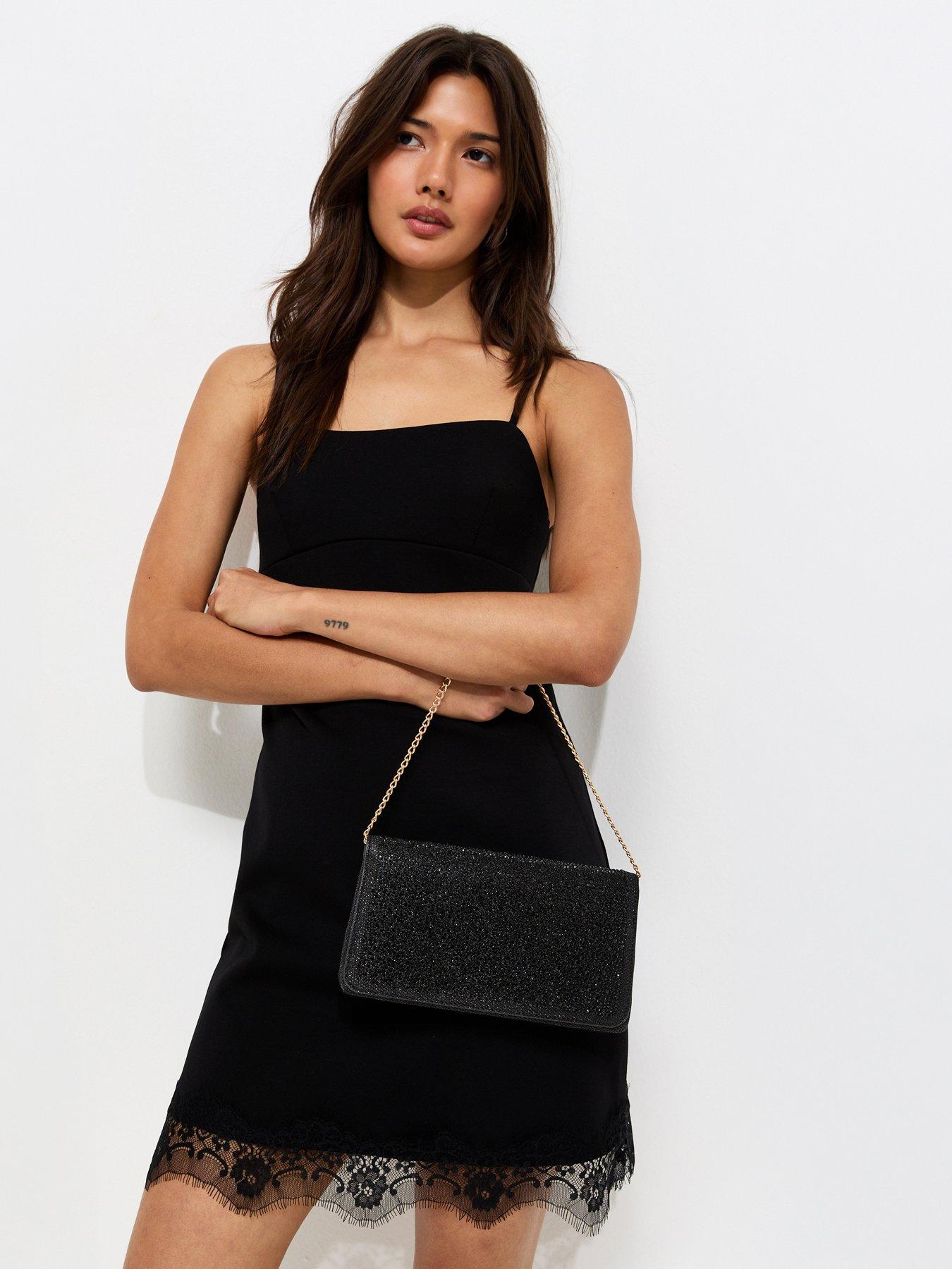 Image 6 of 6 of New Look Black Diamante Embellished Chain Shoulder Bag