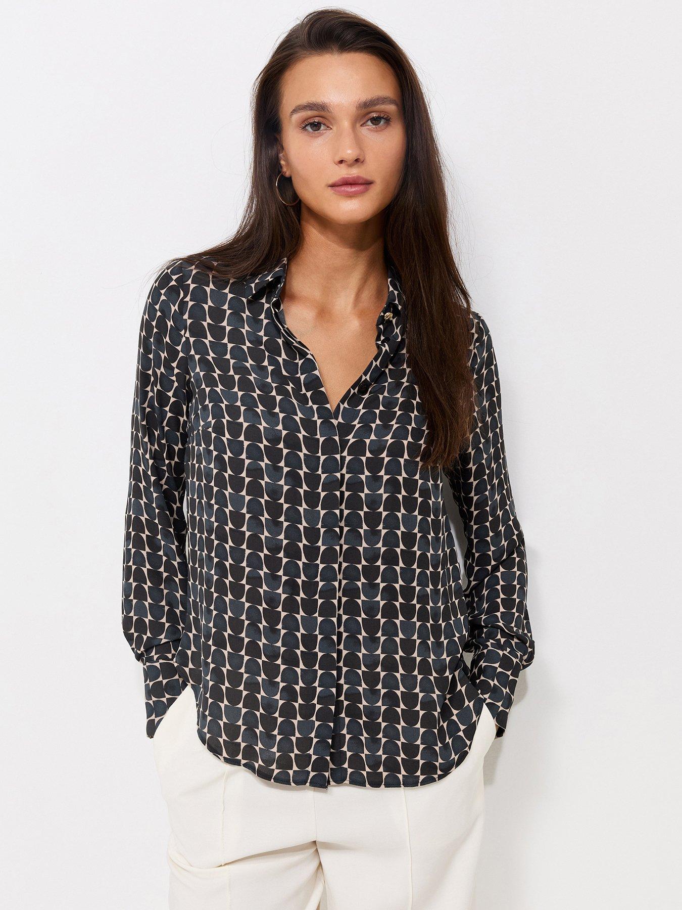 New Look Geometric Print Long Sleeve Shirt - Blue