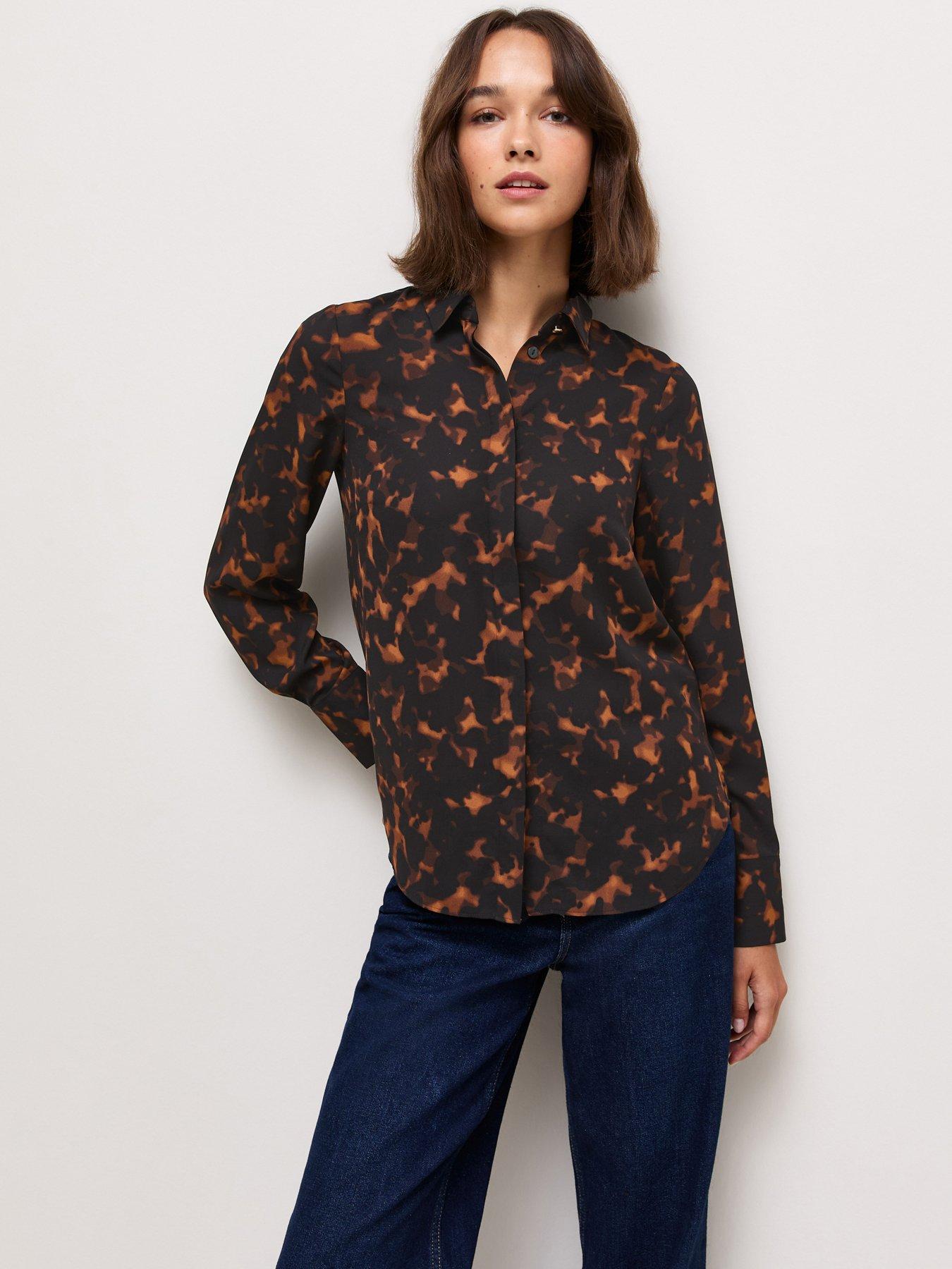 New Look Tortoiseshell Print Long Sleeve Shirt - Black