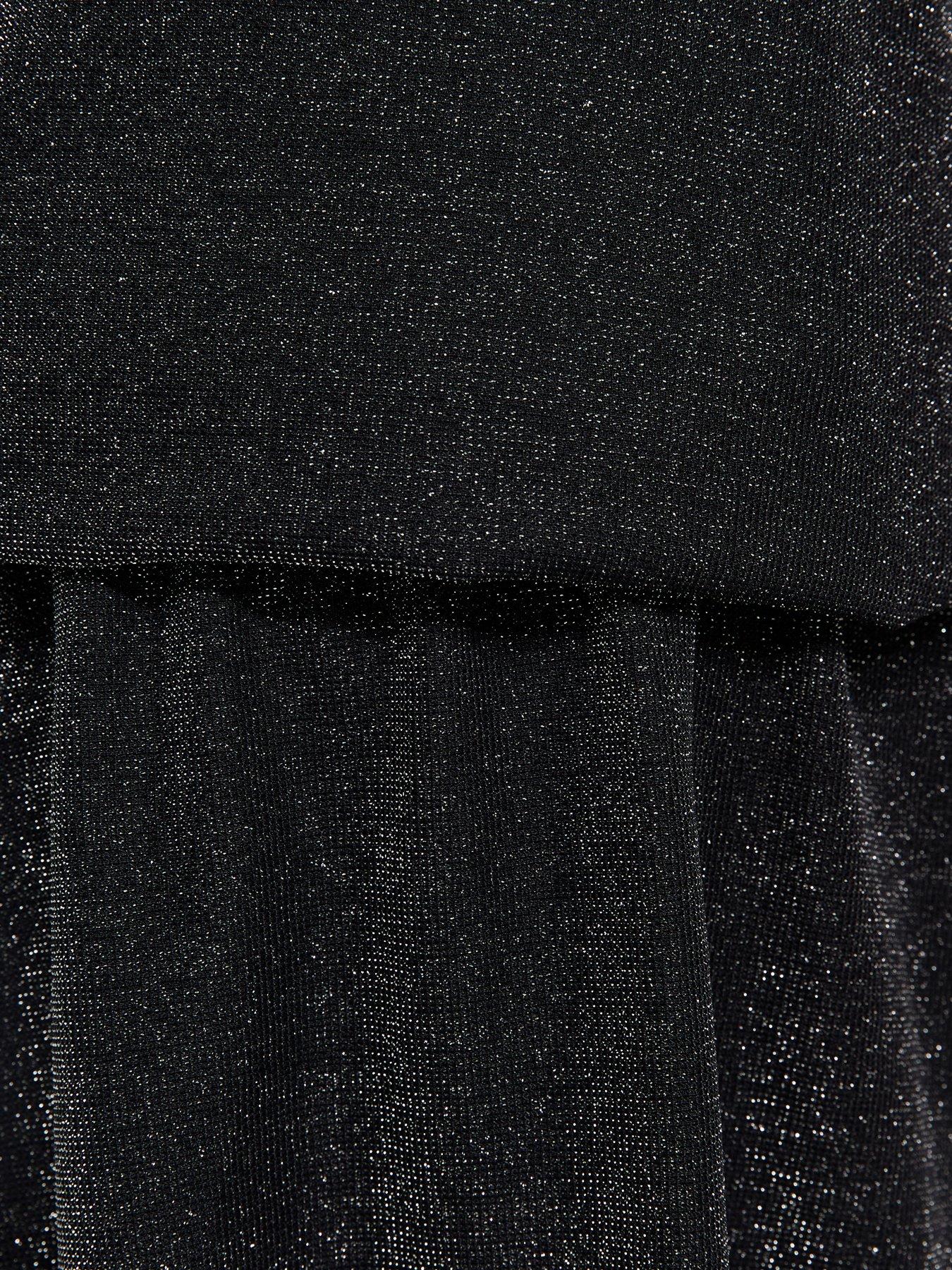 Image 5 of 5 of New Look Womens Glitter Jersey Halterneck Mini Dress - Black