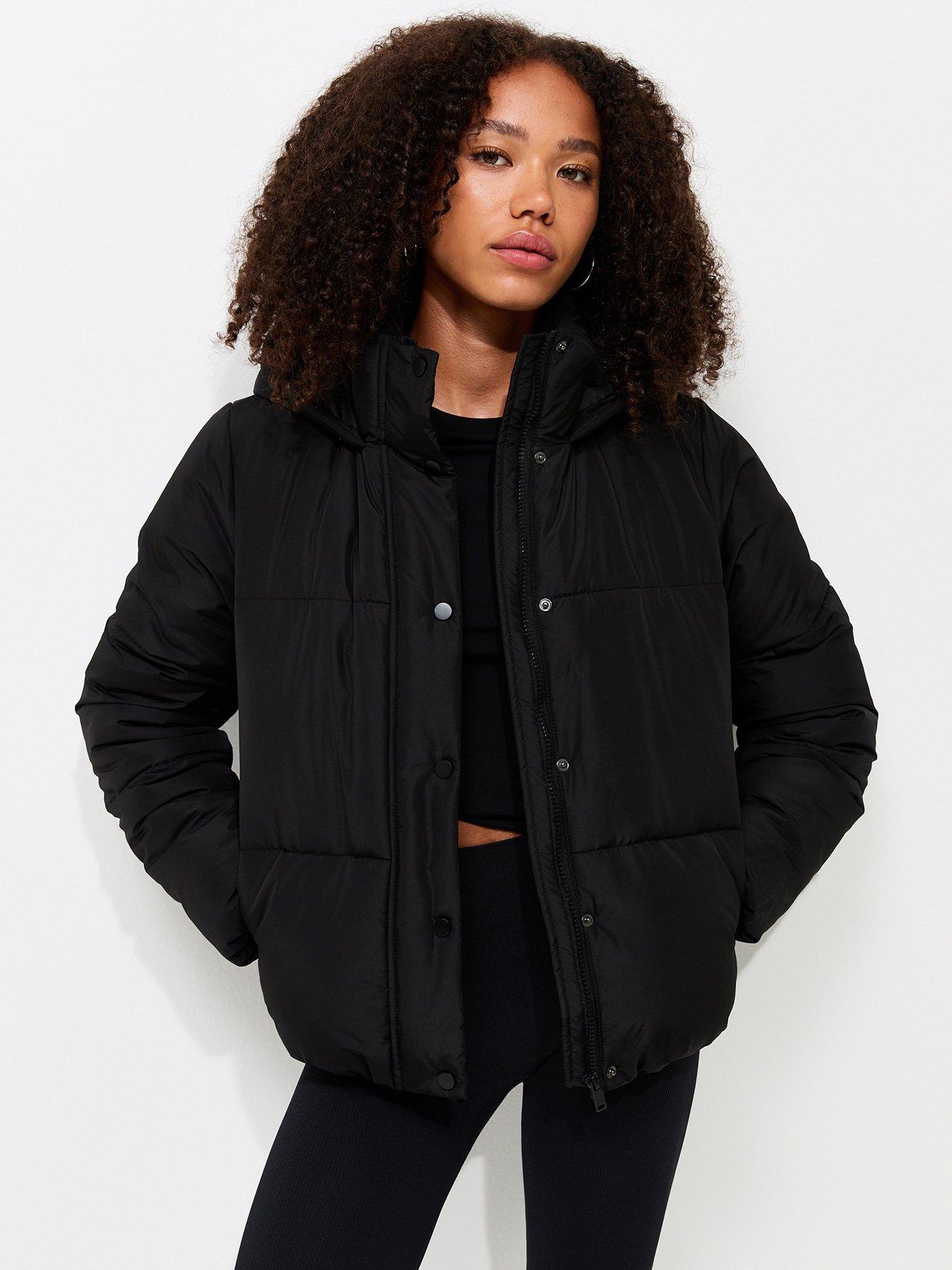 New Look Black Hooded Crop Puffer Jacket
