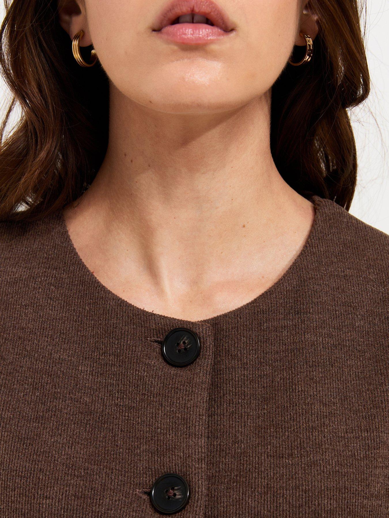 Image 5 of 5 of New Look Womens Soft Touch Belted Button-Through Waistcoat - Brown