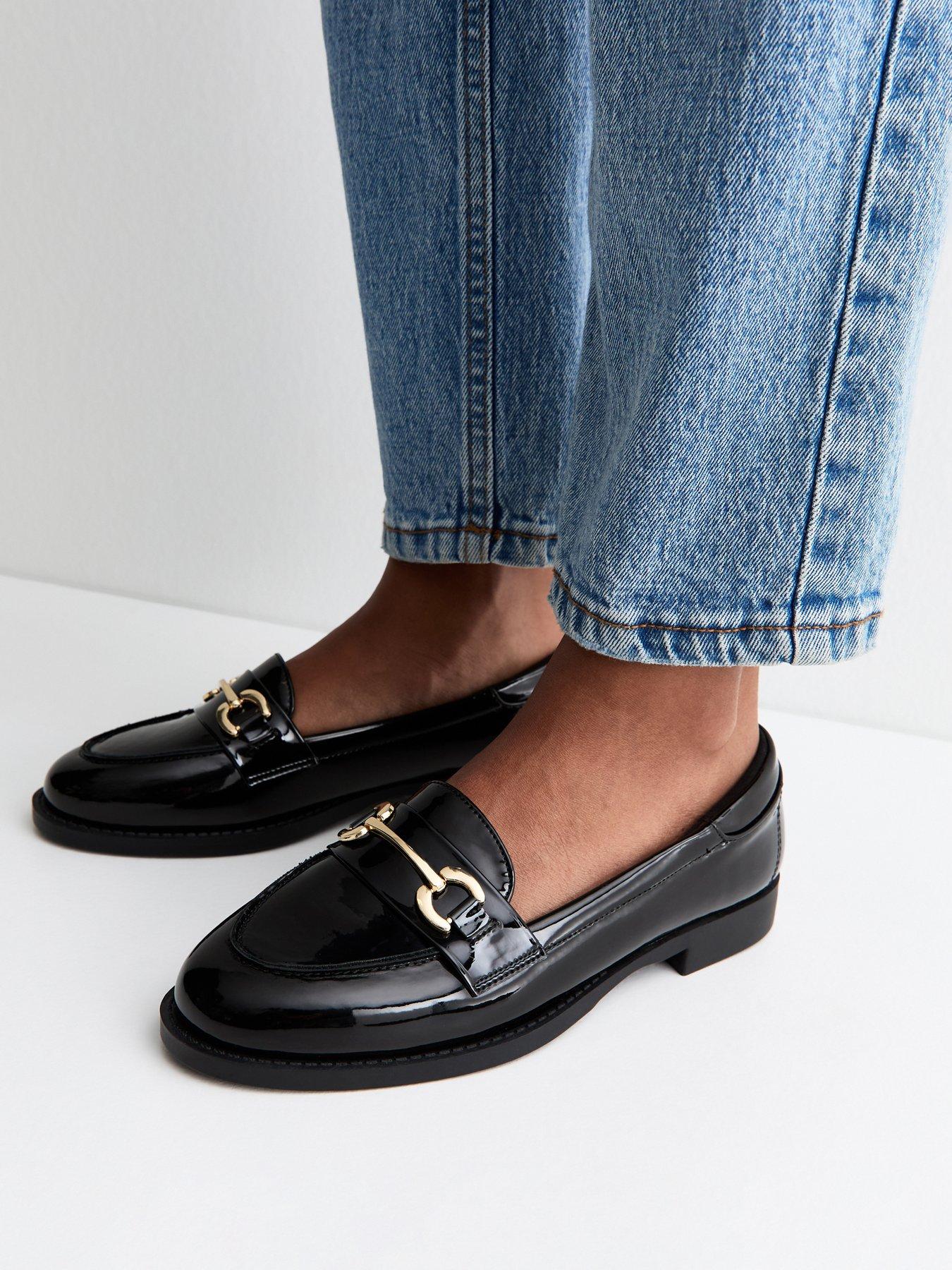 New Look Patent Faux Leather Horsebit Loafers - Black