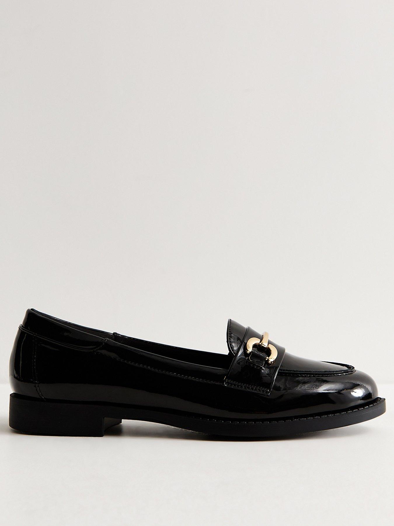 Image 2 of 4 of New Look Patent Faux Leather Horsebit School Shoe&nbsp;Loafers - Black