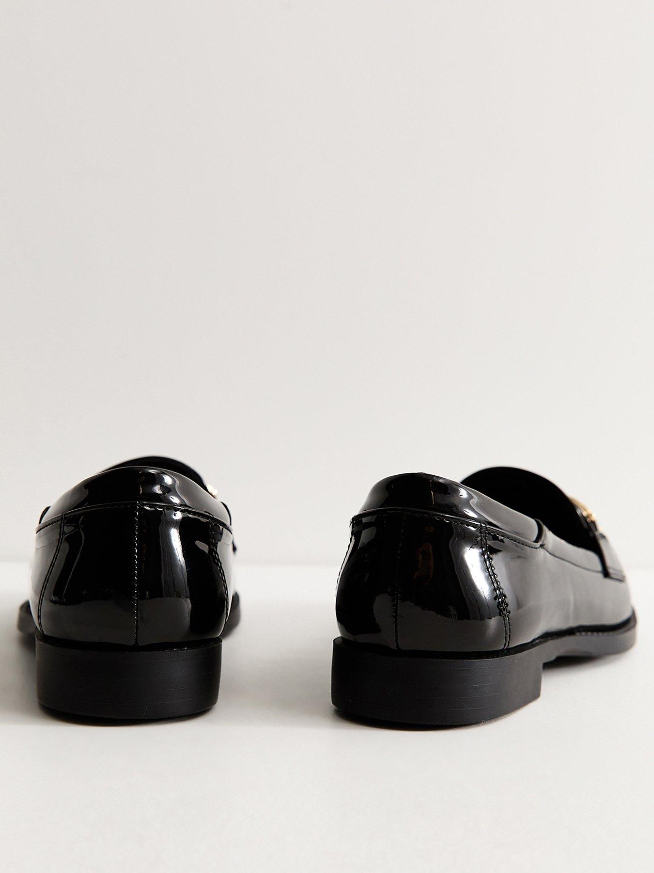 Image 3 of 4 of New Look Patent Faux Leather Horsebit School Shoe&nbsp;Loafers - Black
