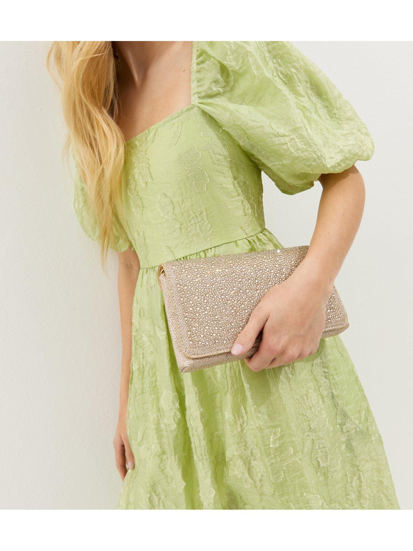 Image 2 of 5 of New Look Womens Diamante Envelope Chain Shoulder Bag - Gold