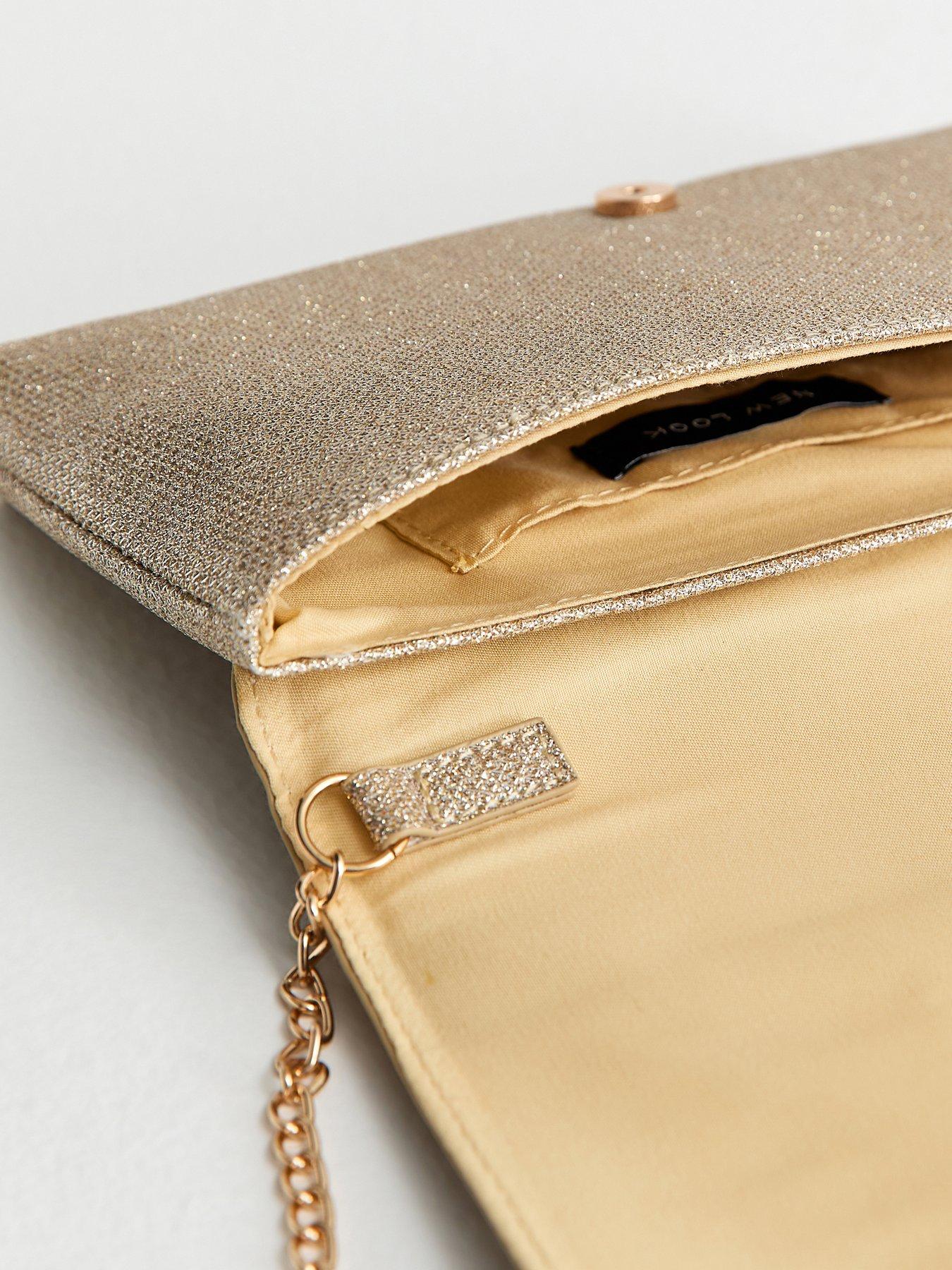 Image 4 of 5 of New Look Womens Diamante Envelope Chain Shoulder Bag - Gold