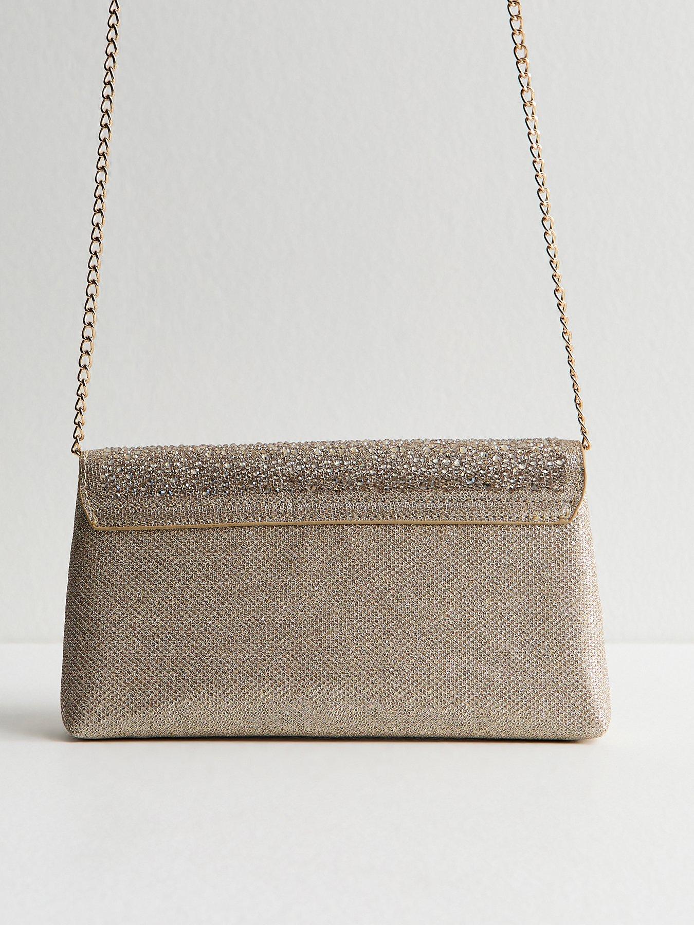 Image 5 of 5 of New Look Womens Diamante Envelope Chain Shoulder Bag - Gold
