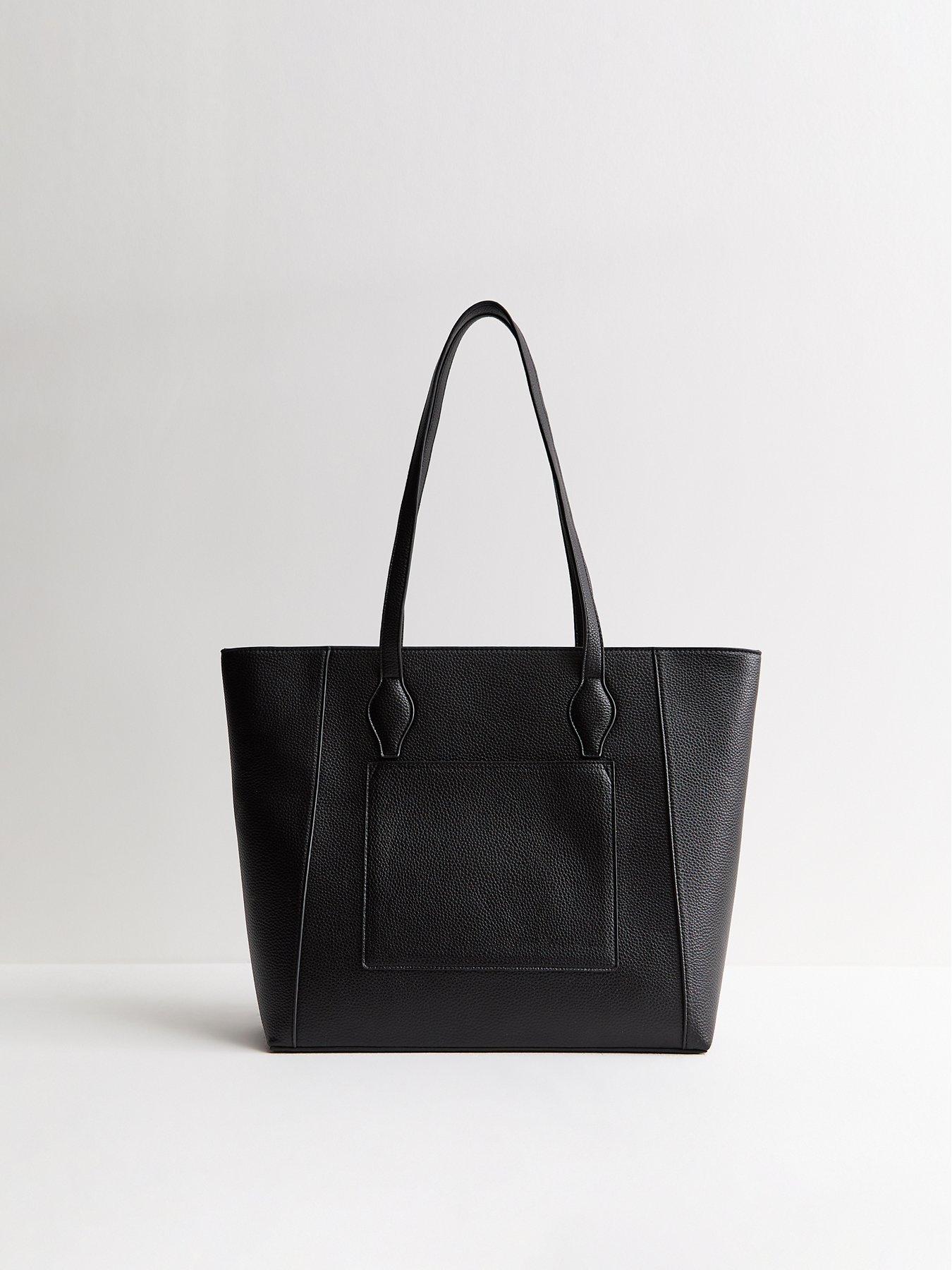 Image 2 of 4 of New Look Faux Leather Embossed Monogram Tote Bag - Black