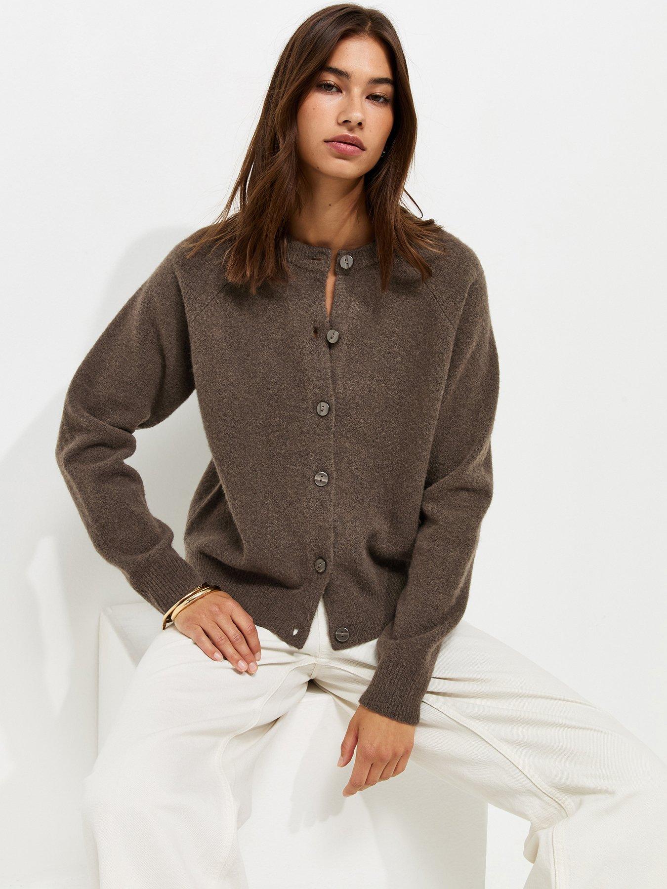New Look Knitted Meet The Jean Raglan Cardigan - Brown