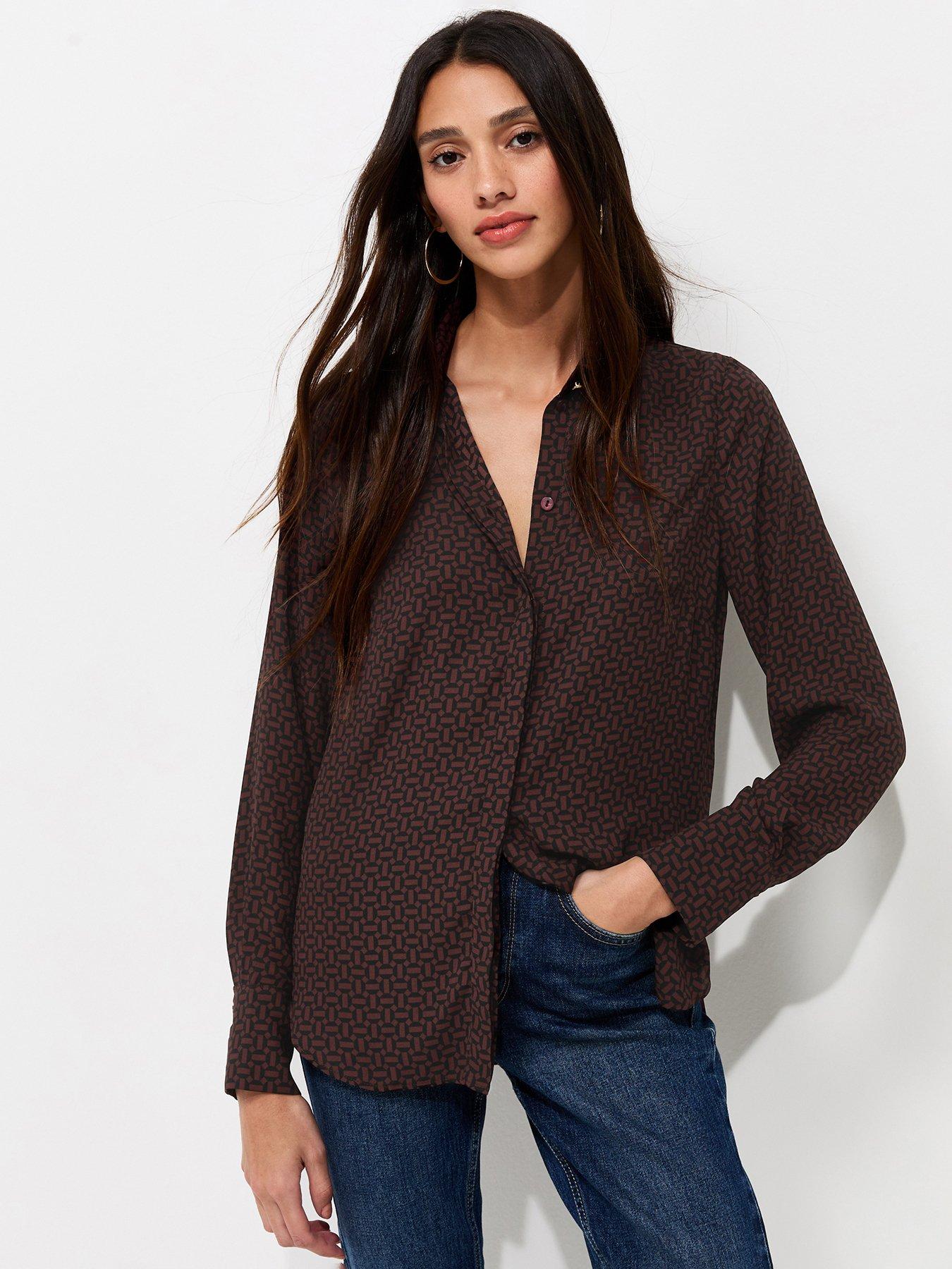 New Look Red Geometric Print Long Sleeve Shirt