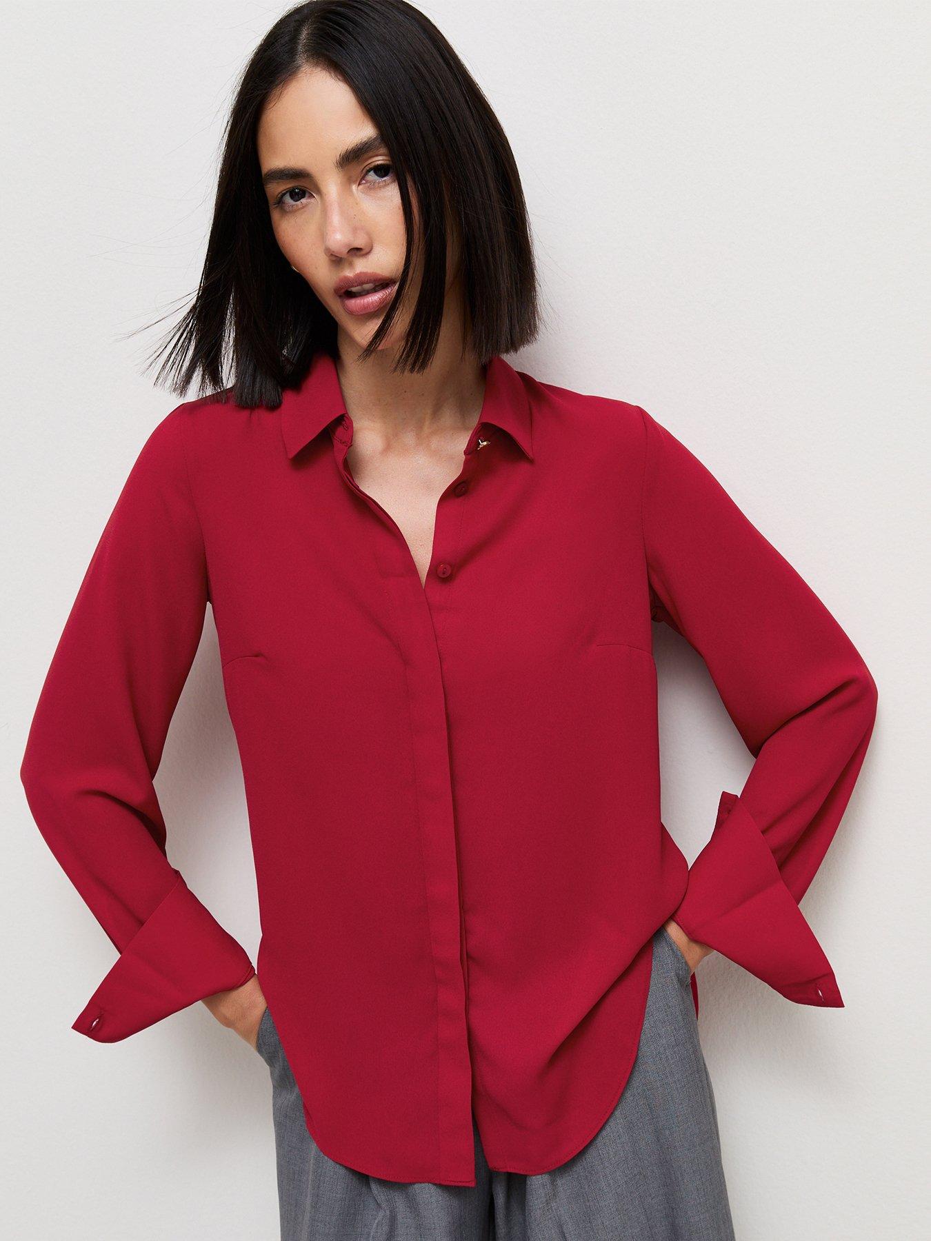 New Look Women's Long Sleeve Button Through Shirt - Red