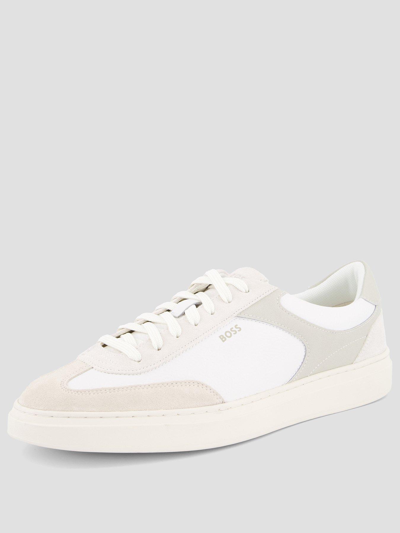 Image 2 of 7 of BOSS Mens Kieran Leather Lace-Up Trainers - White