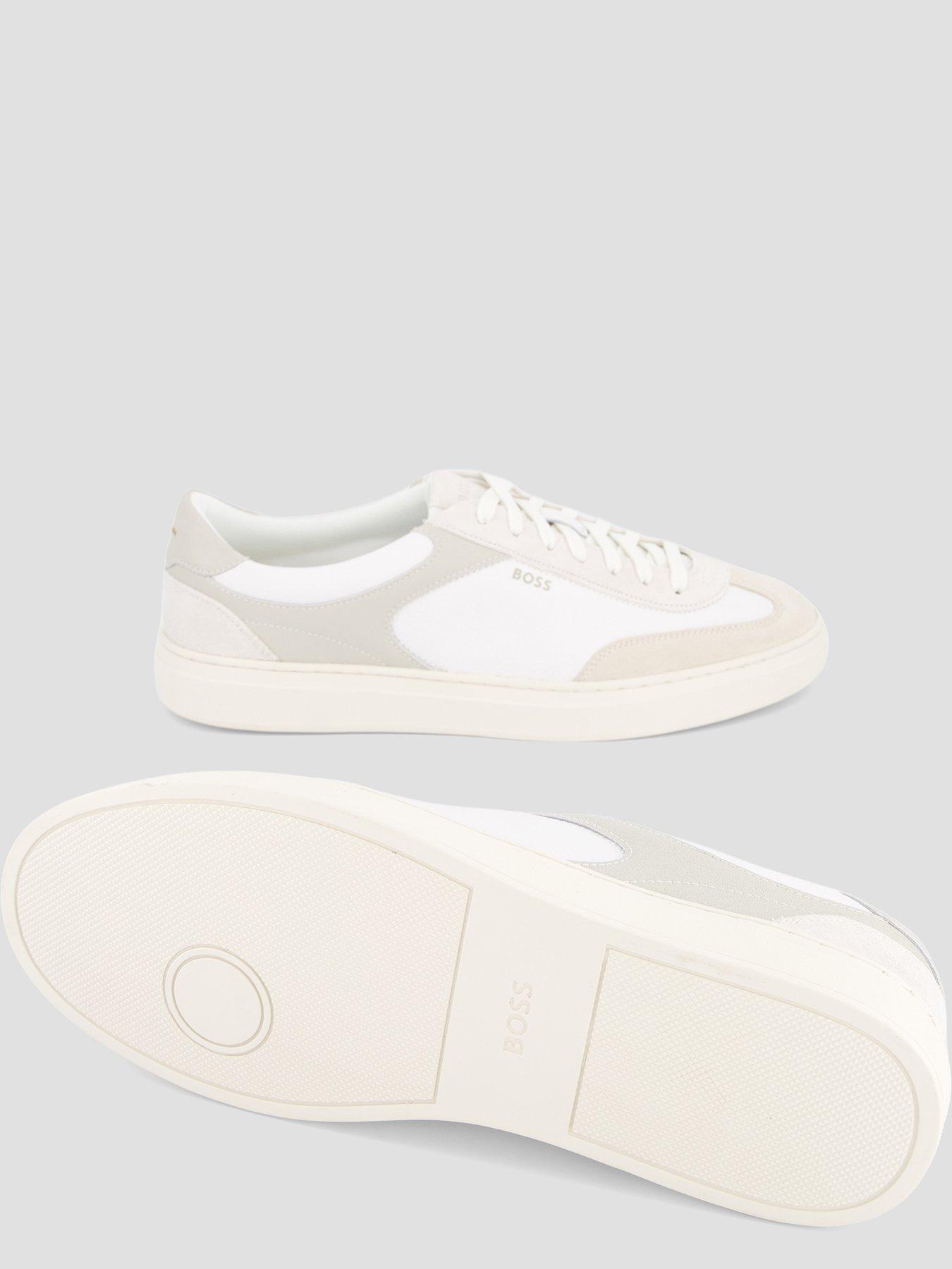 Image 4 of 7 of BOSS Mens Kieran Leather Lace-Up Trainers - White