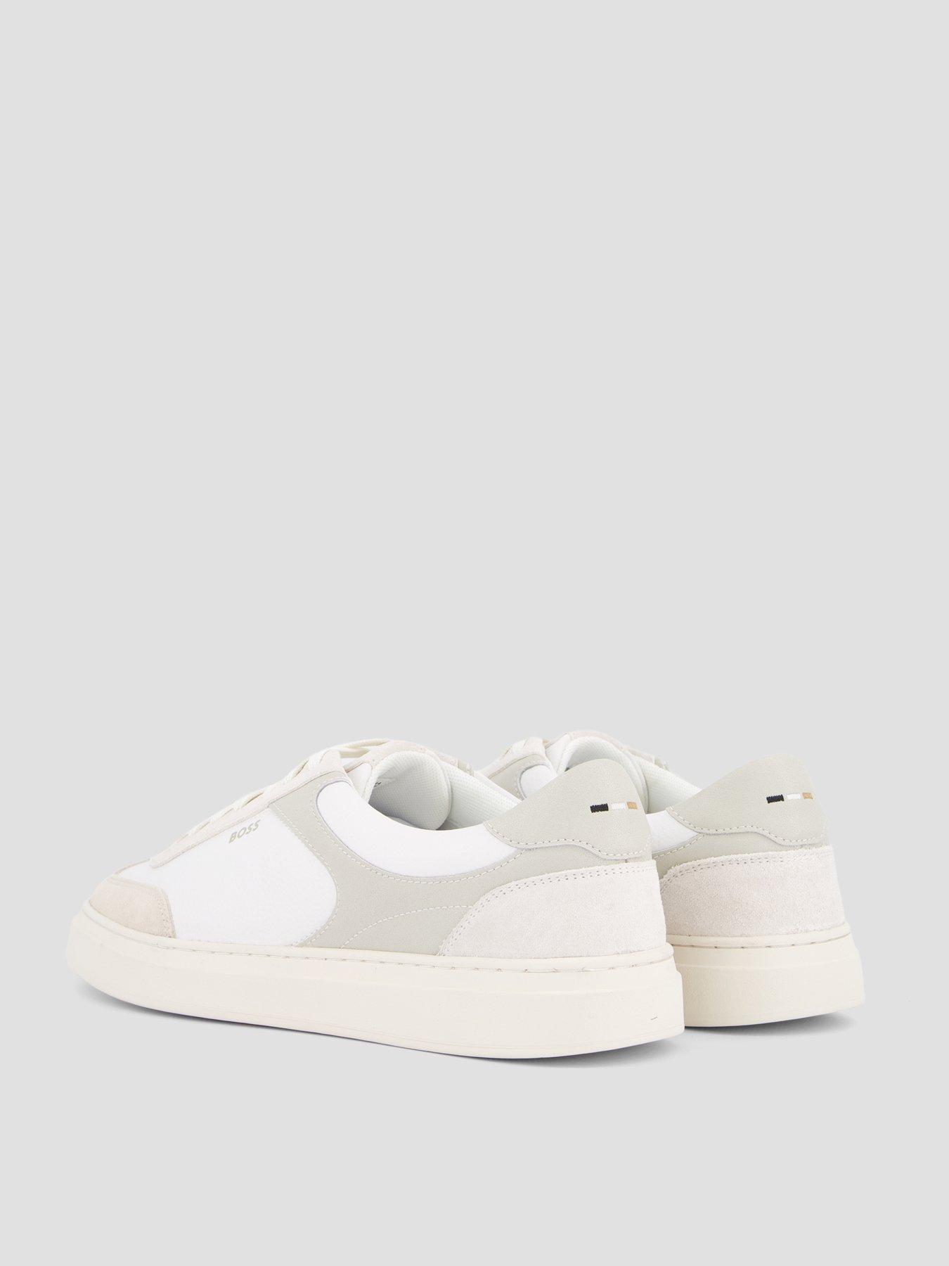Image 6 of 7 of BOSS Mens Kieran Leather Lace-Up Trainers - White