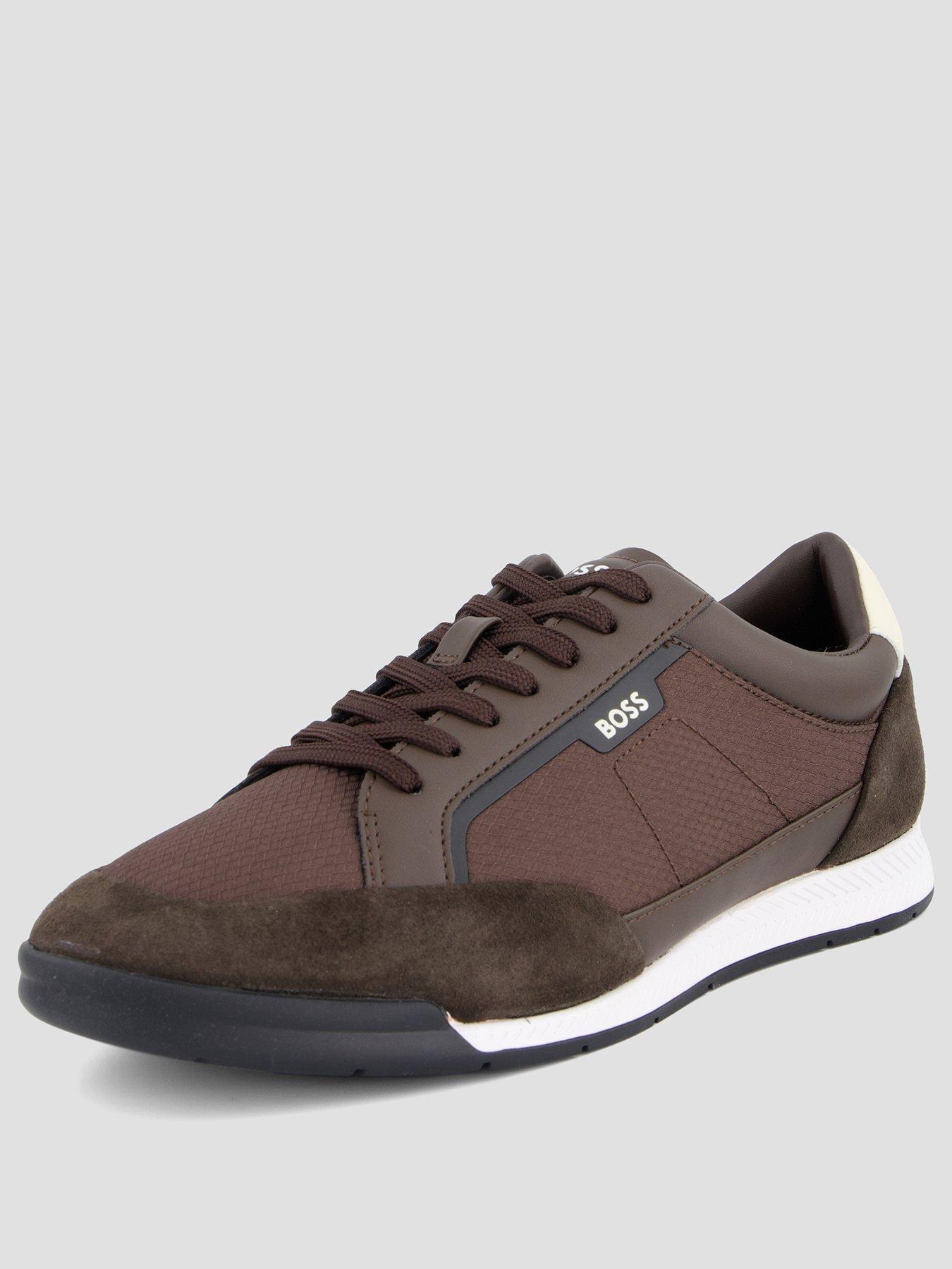 Image 2 of 7 of BOSS Mens Nitan Textured Lace-Up Trainers - Brown