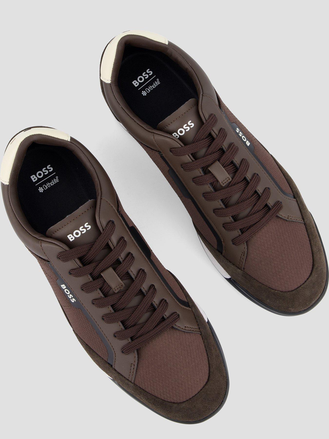 Image 3 of 7 of BOSS Mens Nitan Textured Lace-Up Trainers - Brown