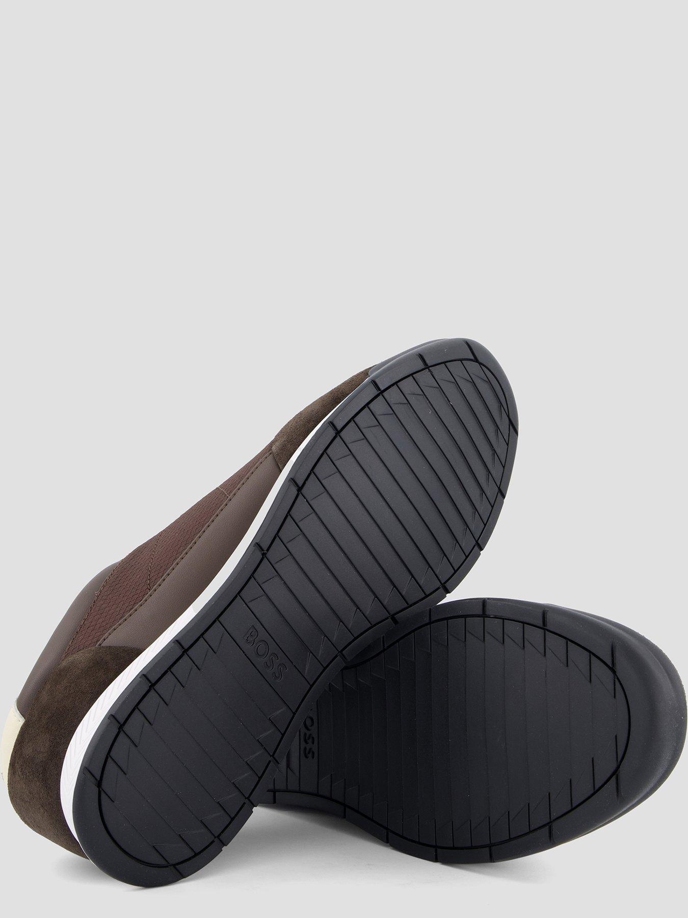 Image 4 of 7 of BOSS Mens Nitan Textured Lace-Up Trainers - Brown