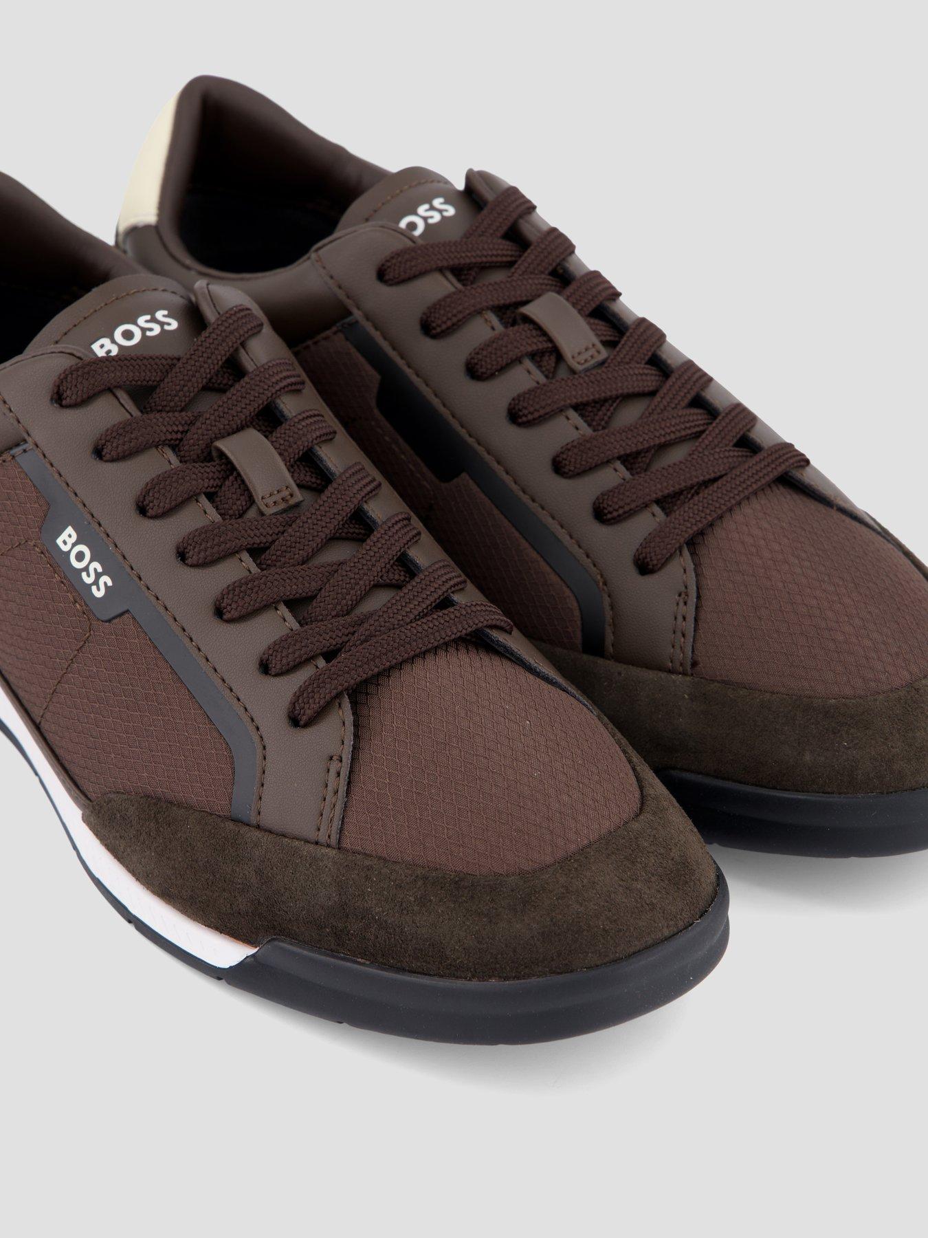 Image 5 of 7 of BOSS Mens Nitan Textured Lace-Up Trainers - Brown
