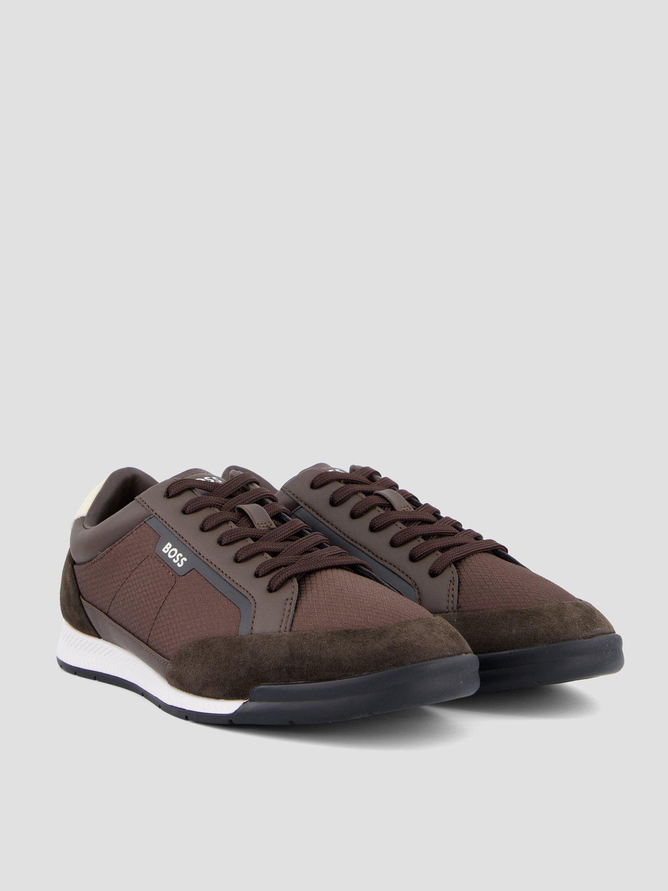 Image 6 of 7 of BOSS Mens Nitan Textured Lace-Up Trainers - Brown