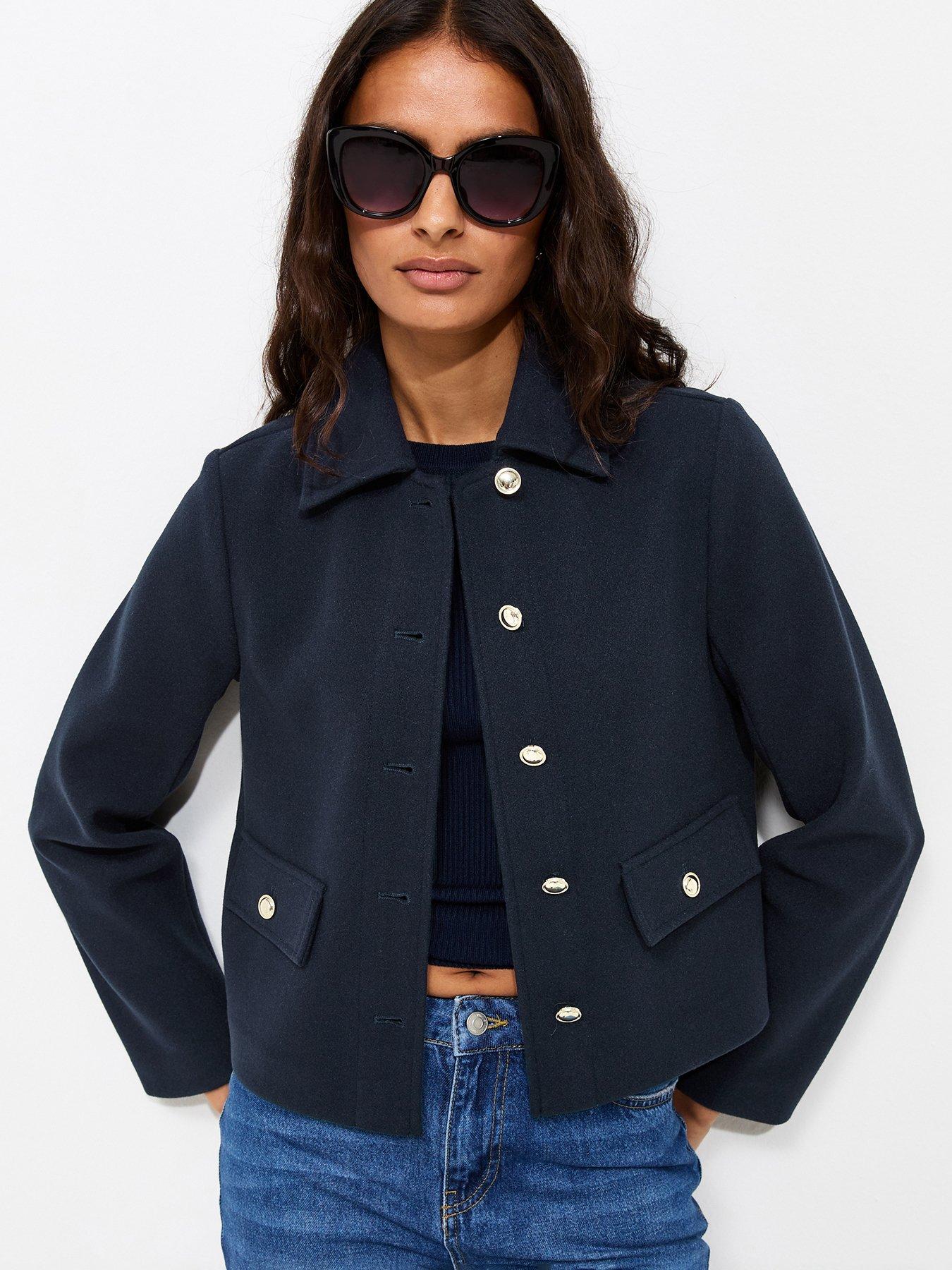 New Look Button Front Collared Shacket - Blue