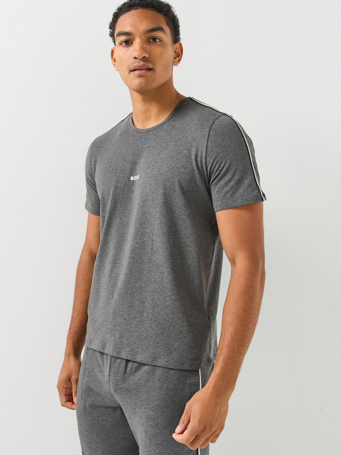 BOSS Unique Global Stripe Taped Loungewear T-shirt - Grey