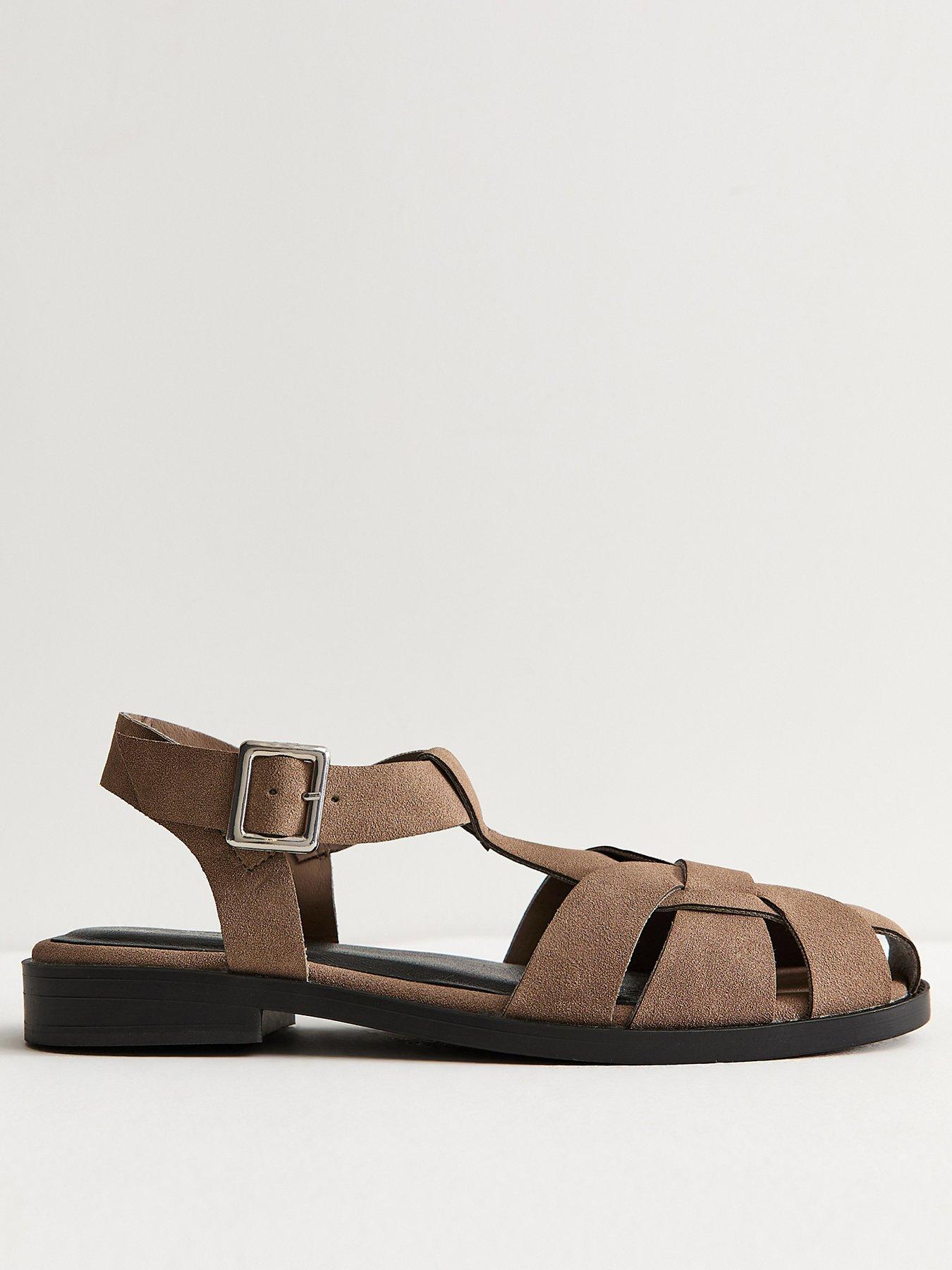 New Look Faux Suede Gladiator Strap Flat Sandals - Light Brown ...