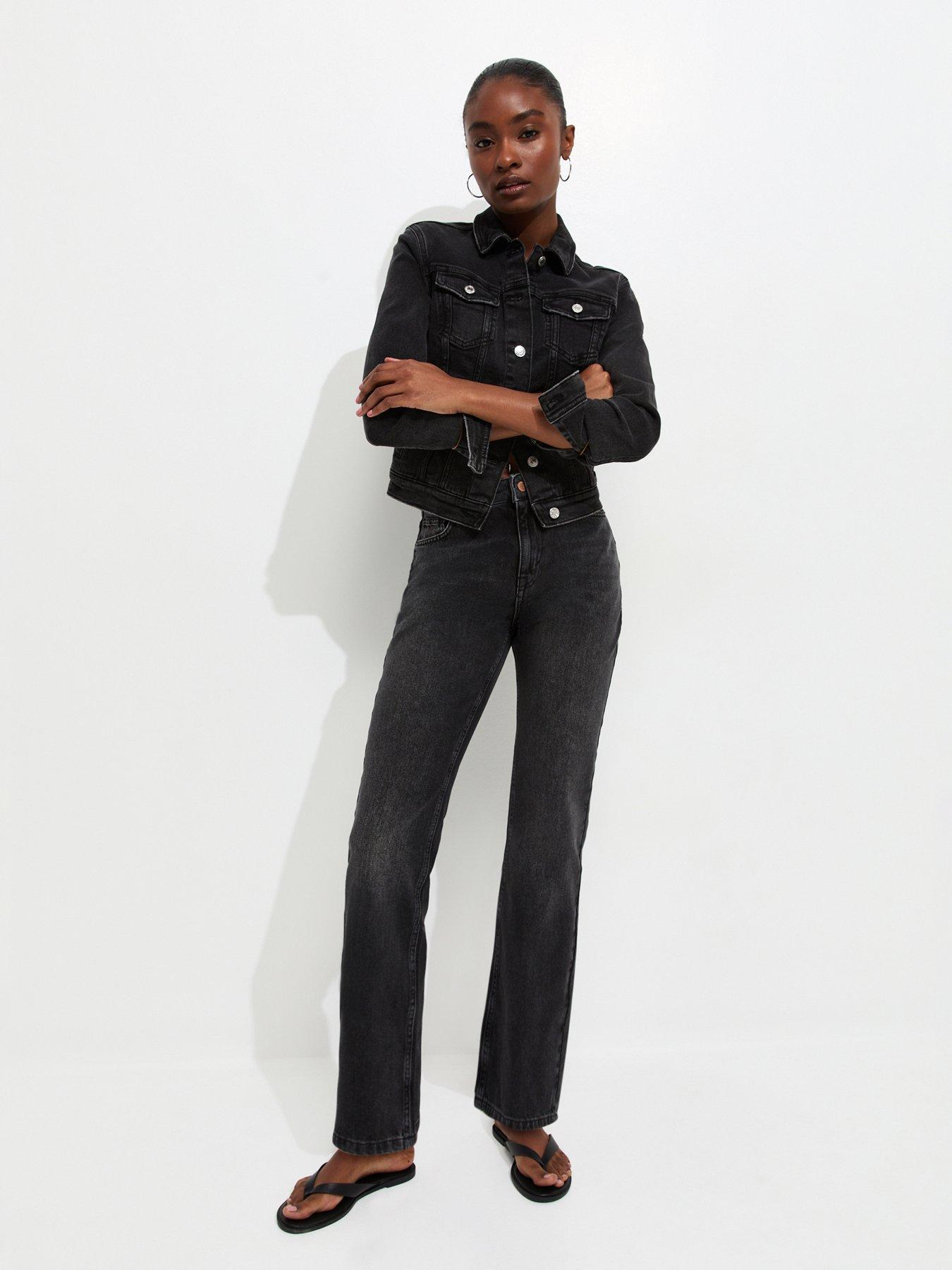 Image 1 of 7 of New Look Black Anica Straight Jeans