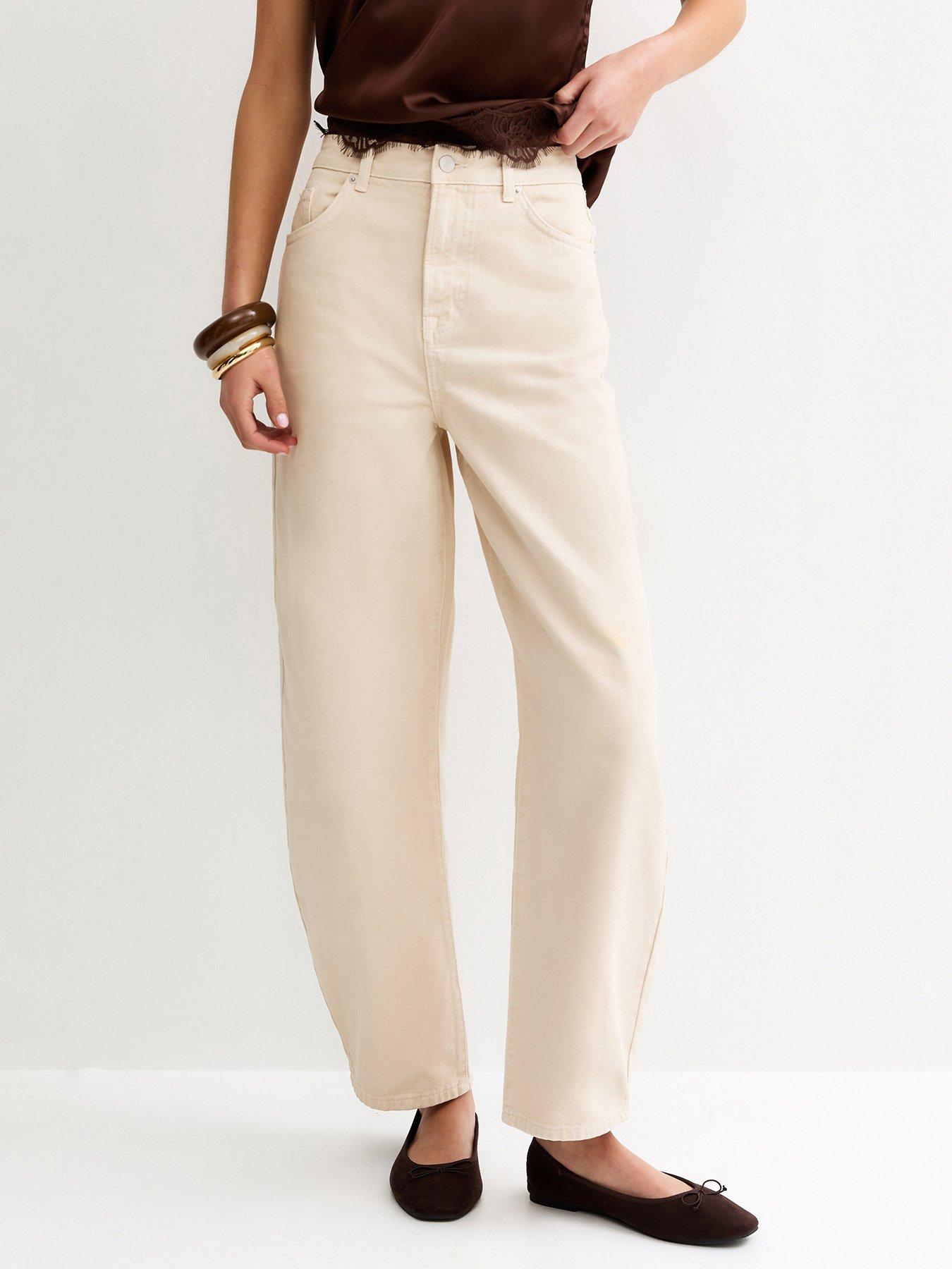 New Look Off White Barrel Leg Jeans