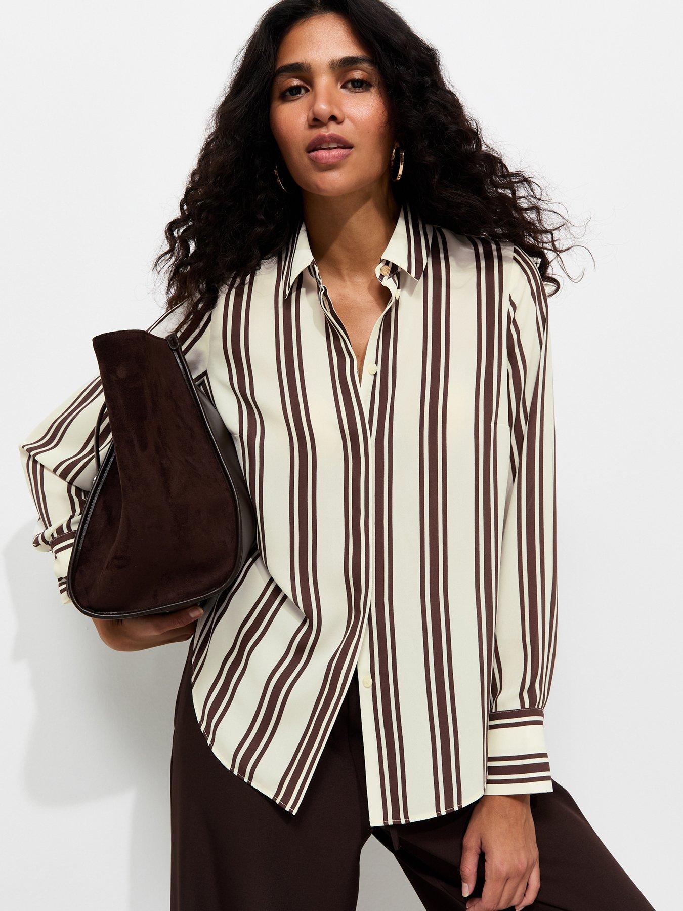 New Look Striped Long Sleeve Shirt - Brown