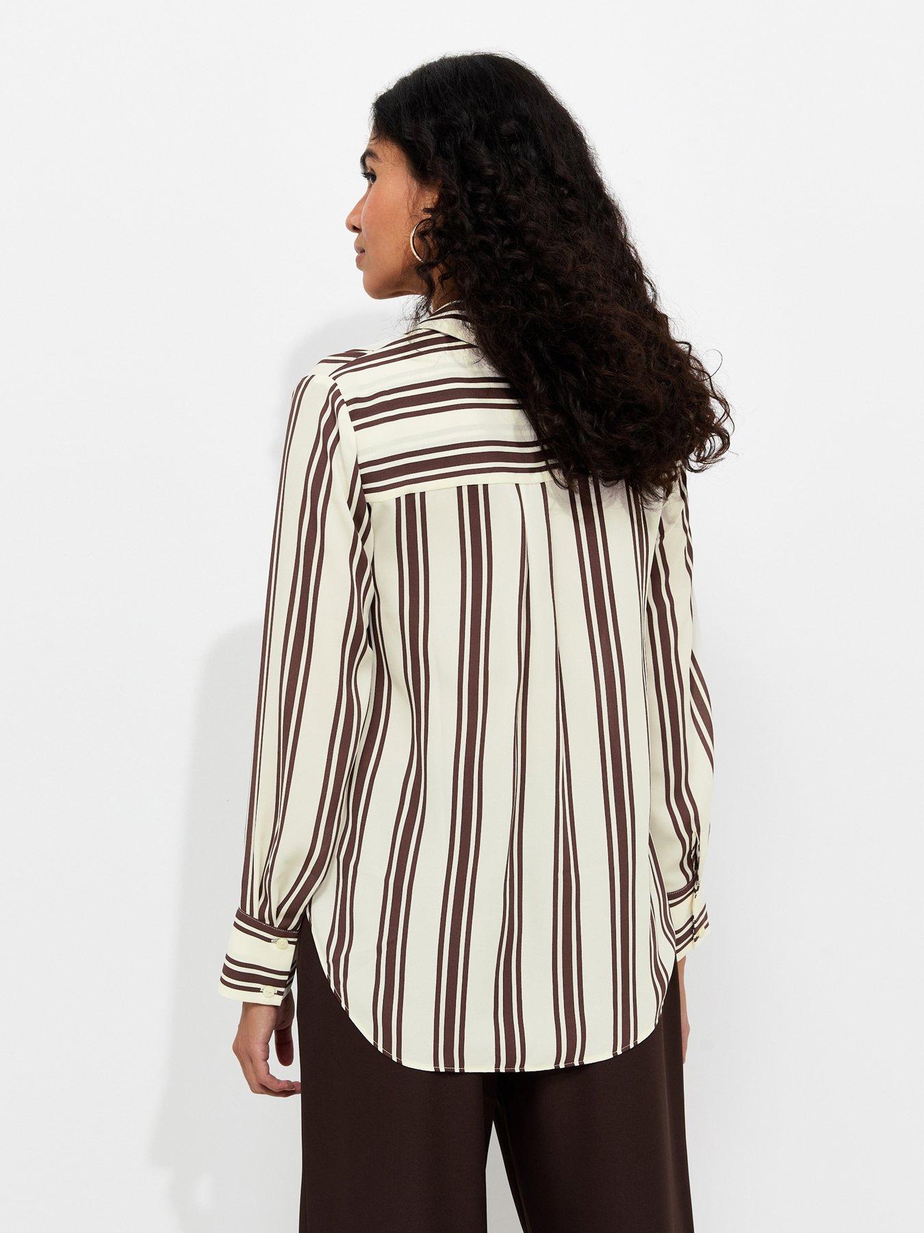 Image 2 of 5 of New Look Striped Long Sleeve Shirt - Brown