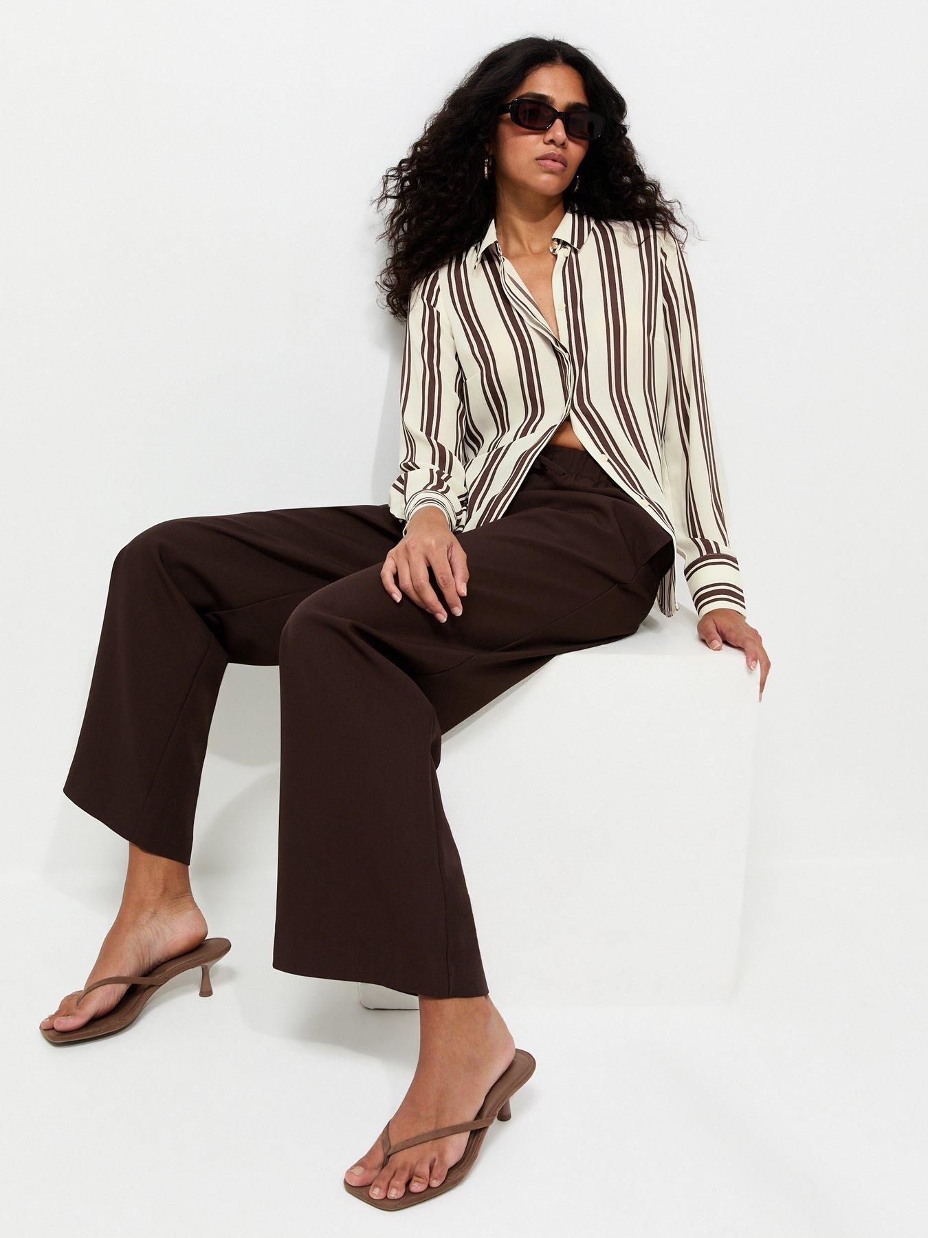 Image 3 of 5 of New Look Striped Long Sleeve Shirt - Brown