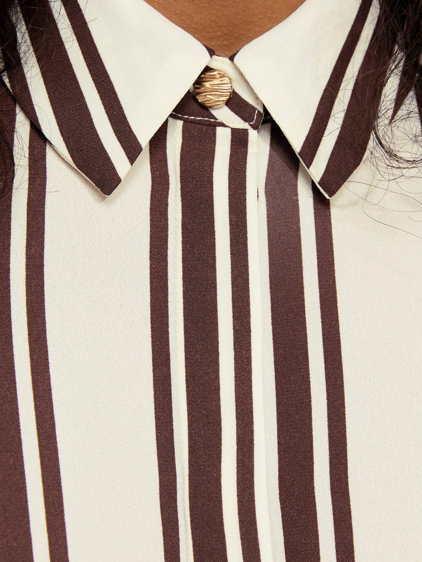 Image 5 of 5 of New Look Striped Long Sleeve Shirt - Brown