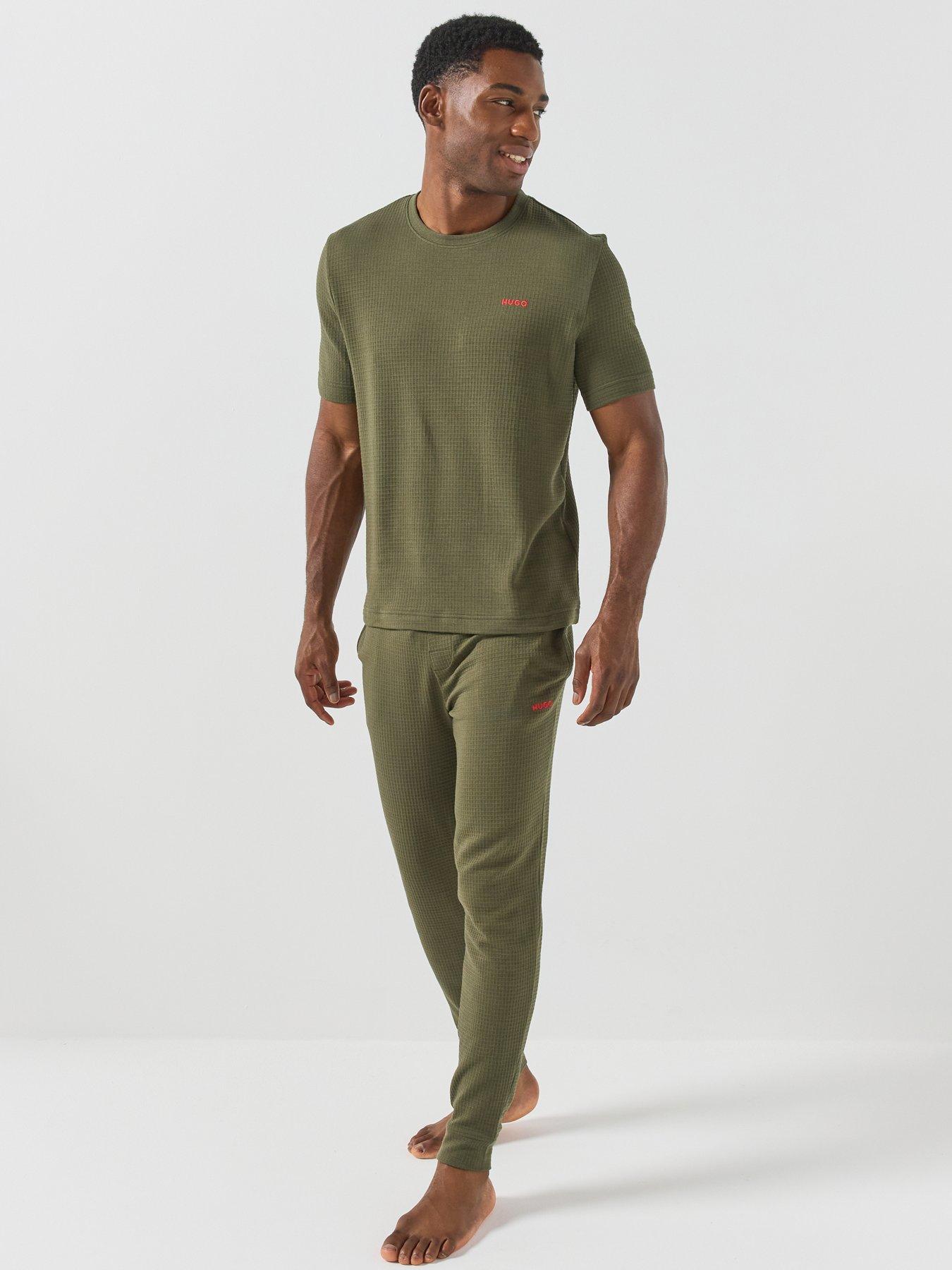 Image 3 of 5 of HUGO Austin Waffle Loungewear Cuff Joggers - Dark Green