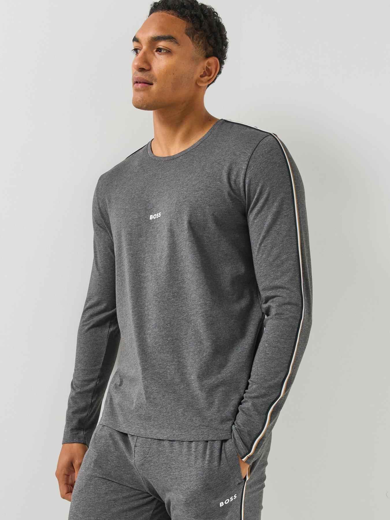 BOSS Boss Unique Global Stripe Taped Loungewear Long Sleeve T-shirt - Grey
