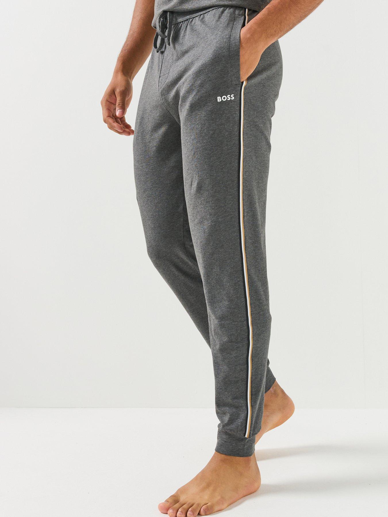 BOSS Unique Global Stripe Taped Loungewear Bottoms - Grey
