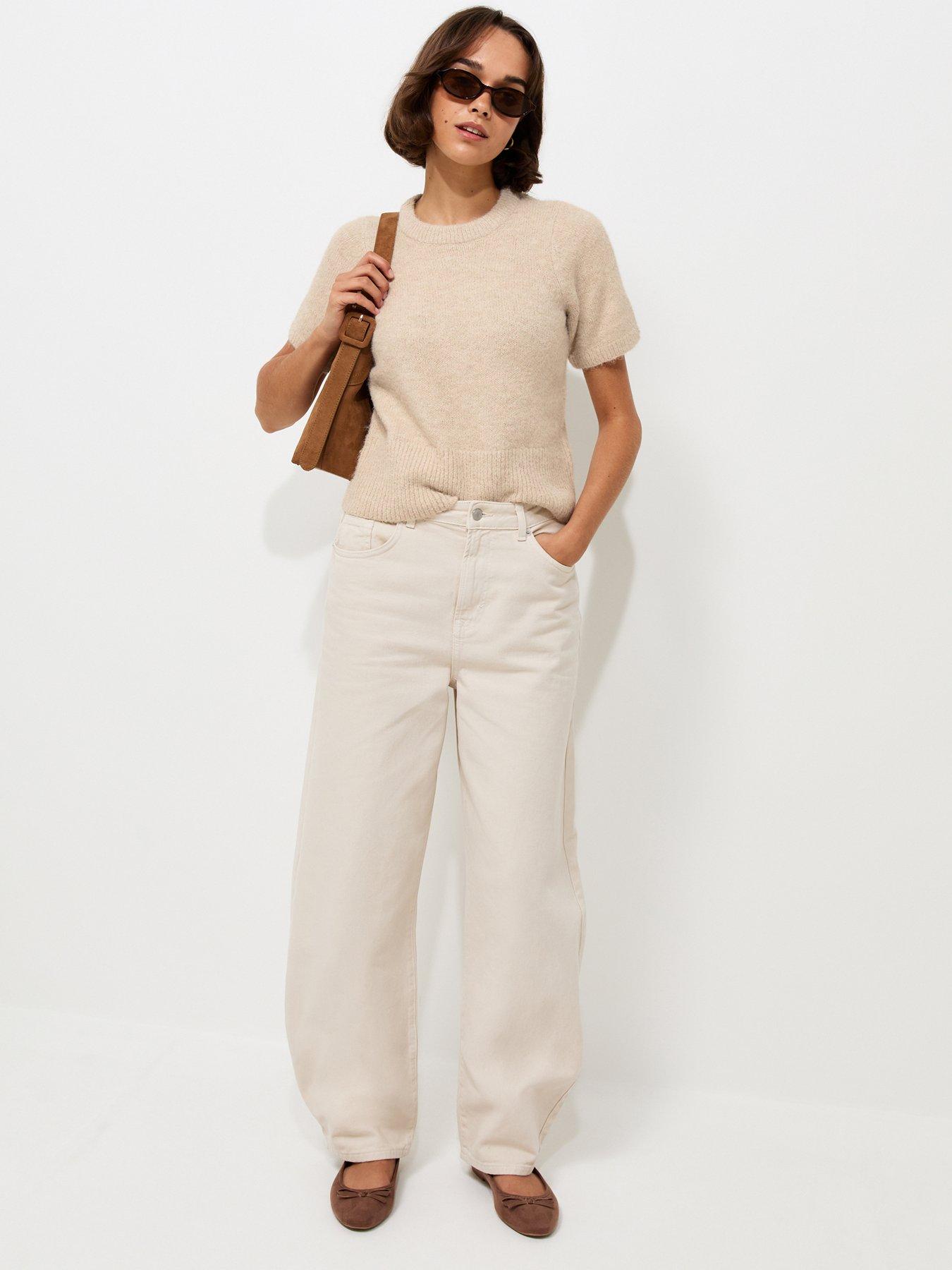 Image 3 of 6 of New Look Oatmeal Brushed Knit T-Shirt - Beige