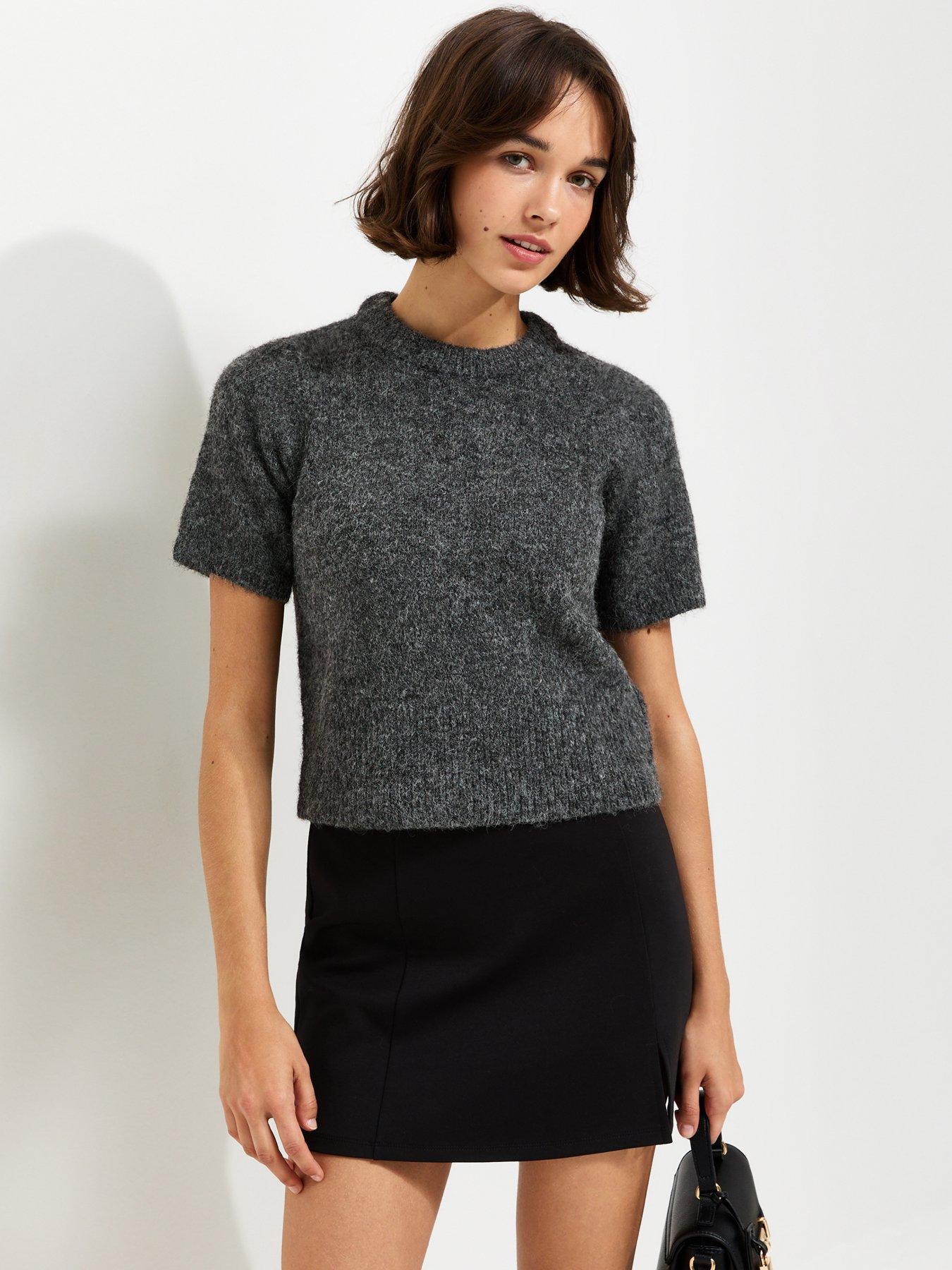 New Look Brushed Knit T-Shirt - Grey