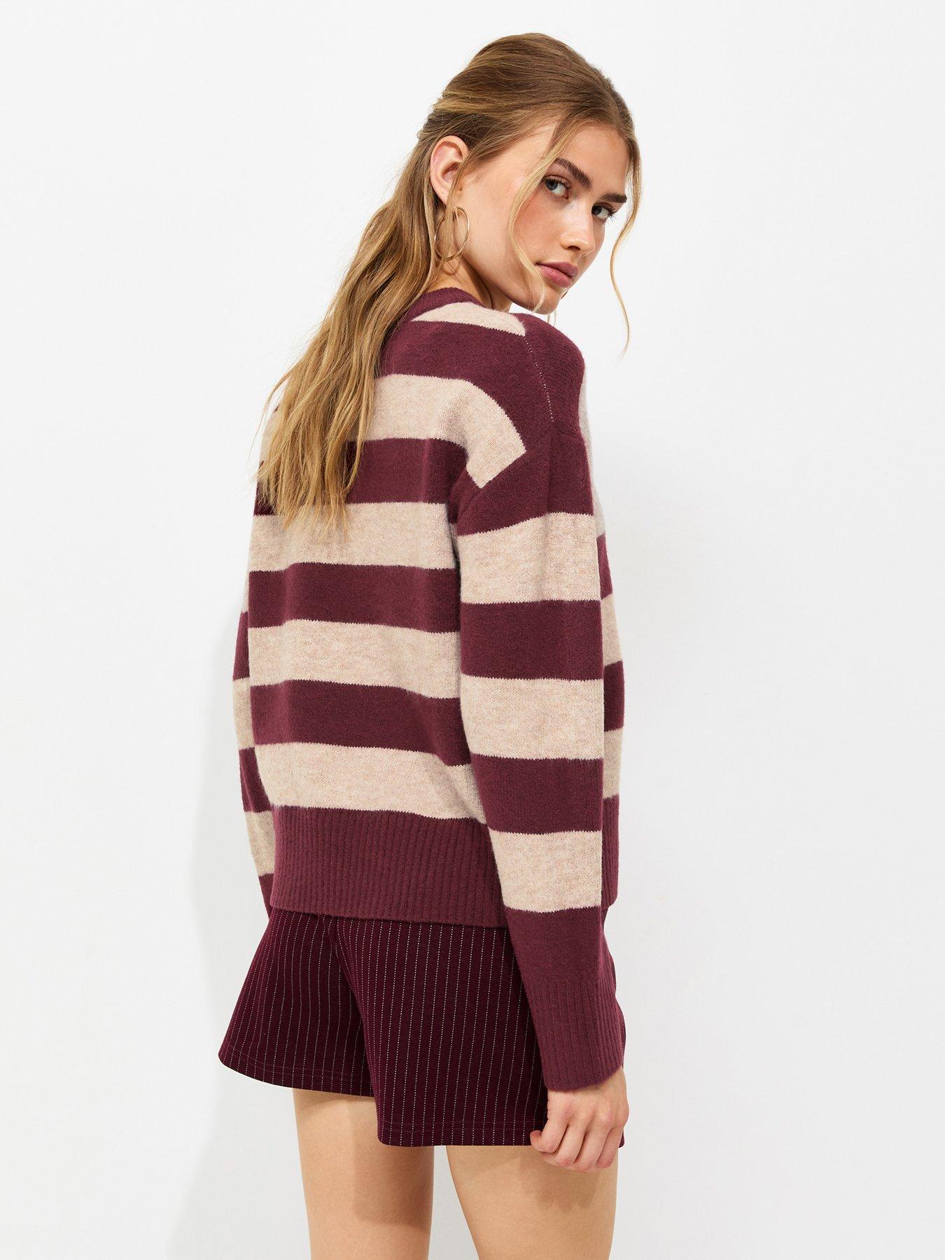 Image 2 of 5 of New Look Knitted Wide Stripe Jumper - Red