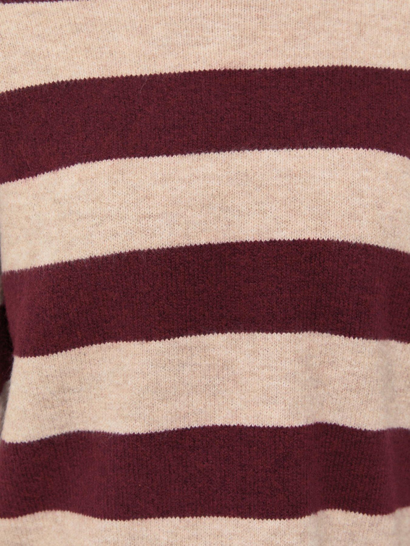 Image 5 of 5 of New Look Knitted Wide Stripe Jumper - Red
