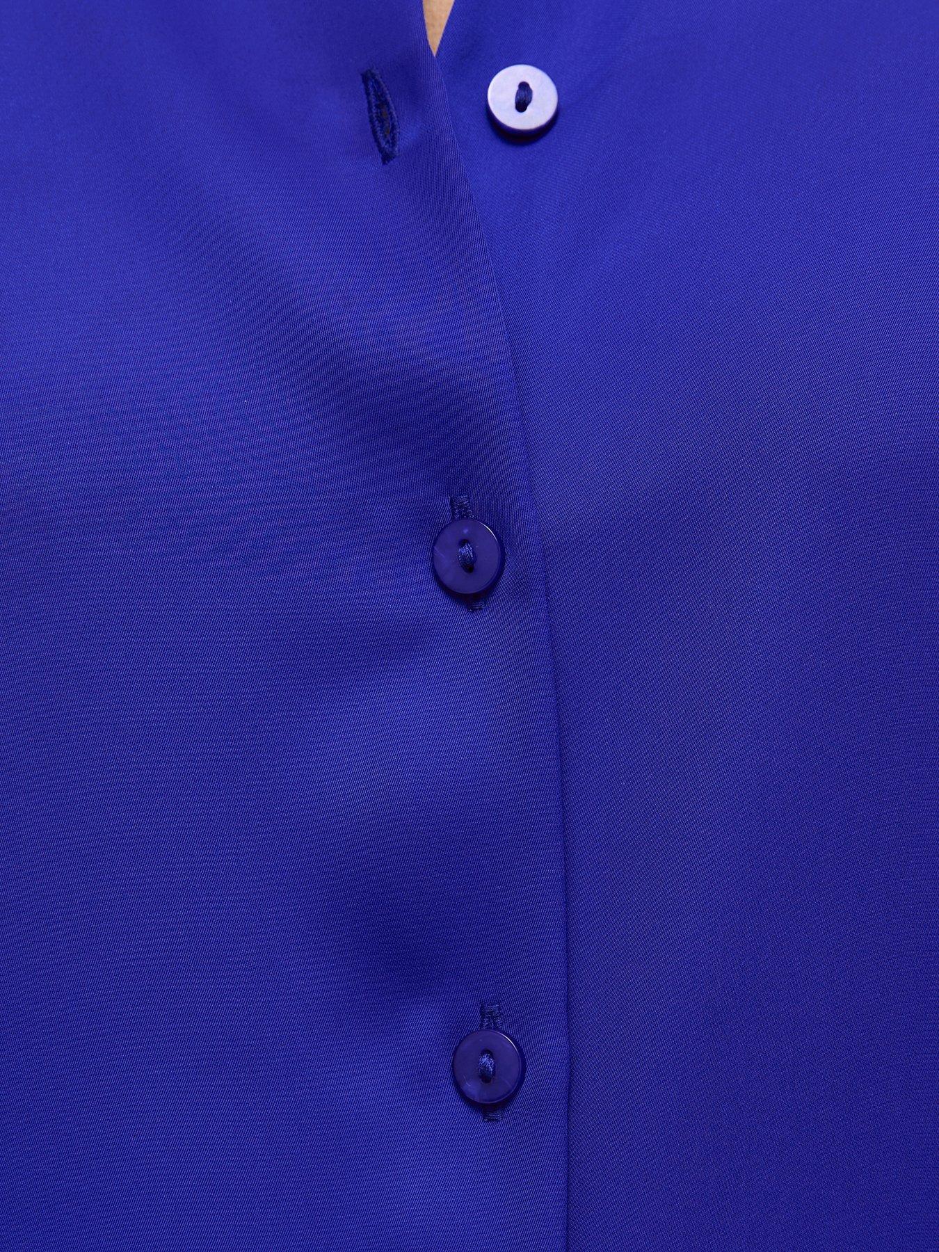 Image 5 of 5 of New Look Satin Long Sleeve Shirt - Blue