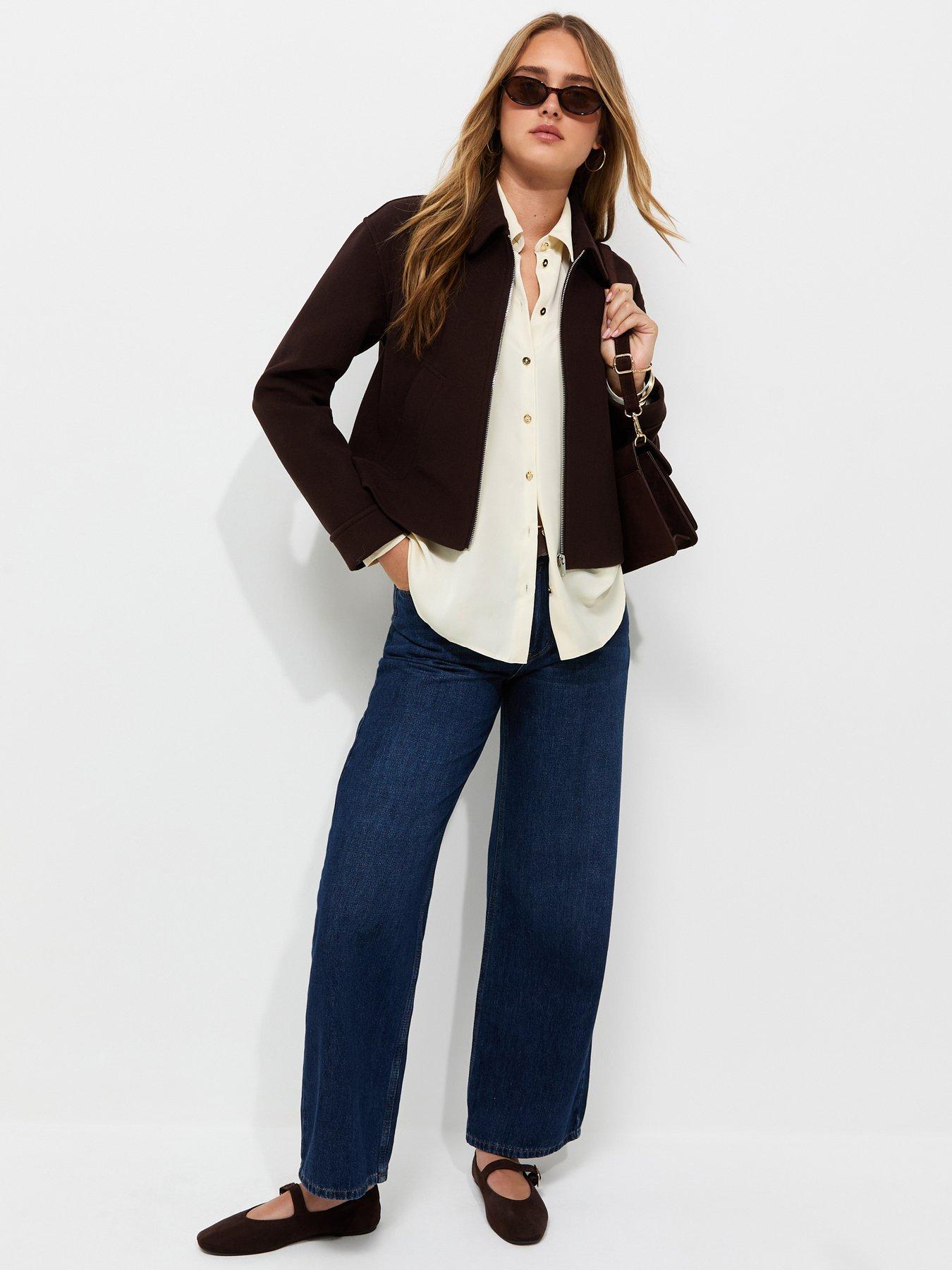 Image 3 of 6 of New Look Womens Longline Satin-Look Button-Through Shirt - Cream