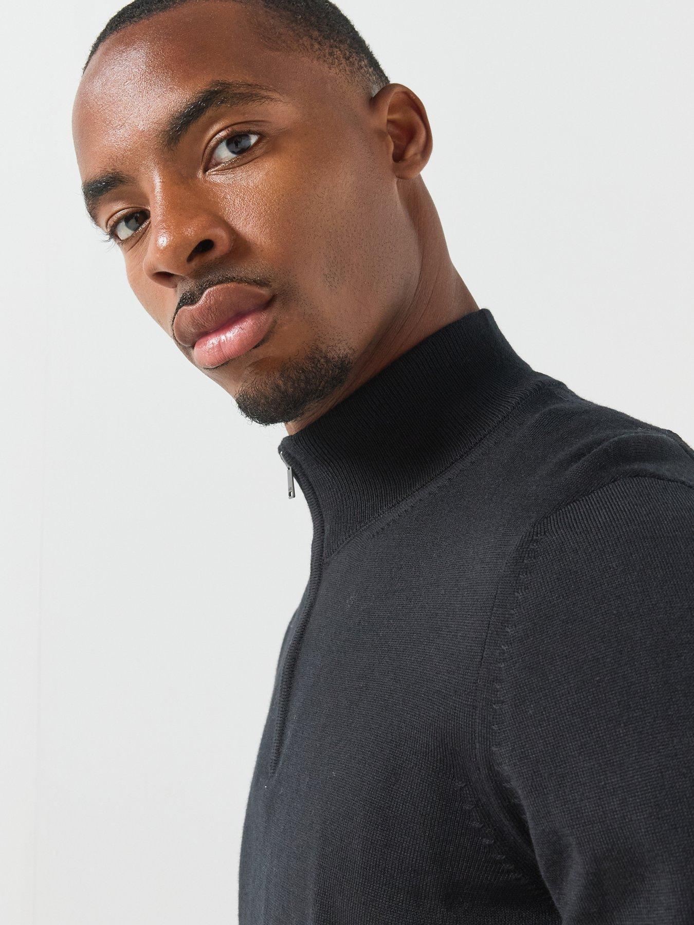 Image 4 of 6 of BOSS Boss H-Ebenji 1/4 Zip Knitted Jumper - Black