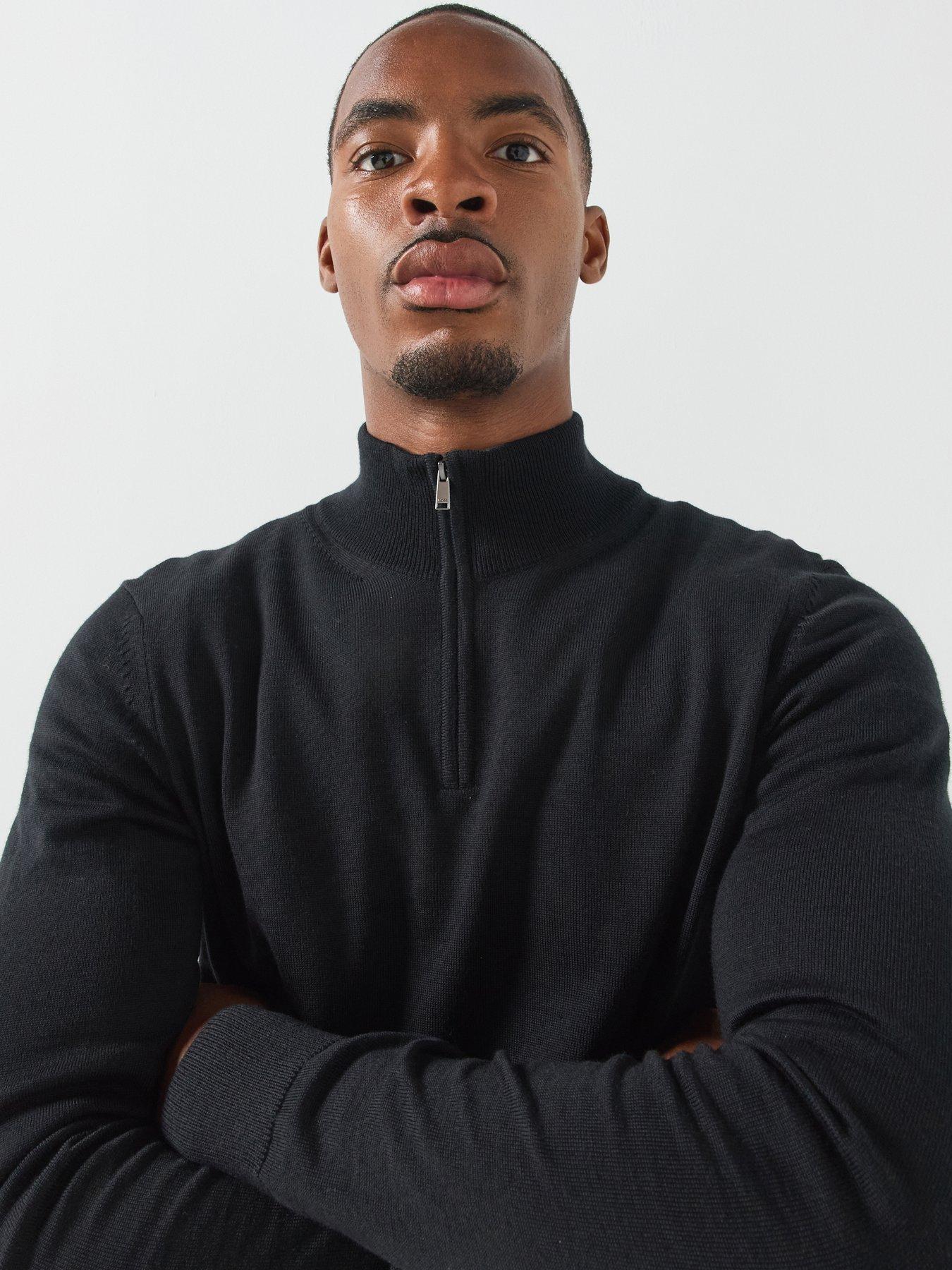 Image 6 of 6 of BOSS Boss H-Ebenji 1/4 Zip Knitted Jumper - Black