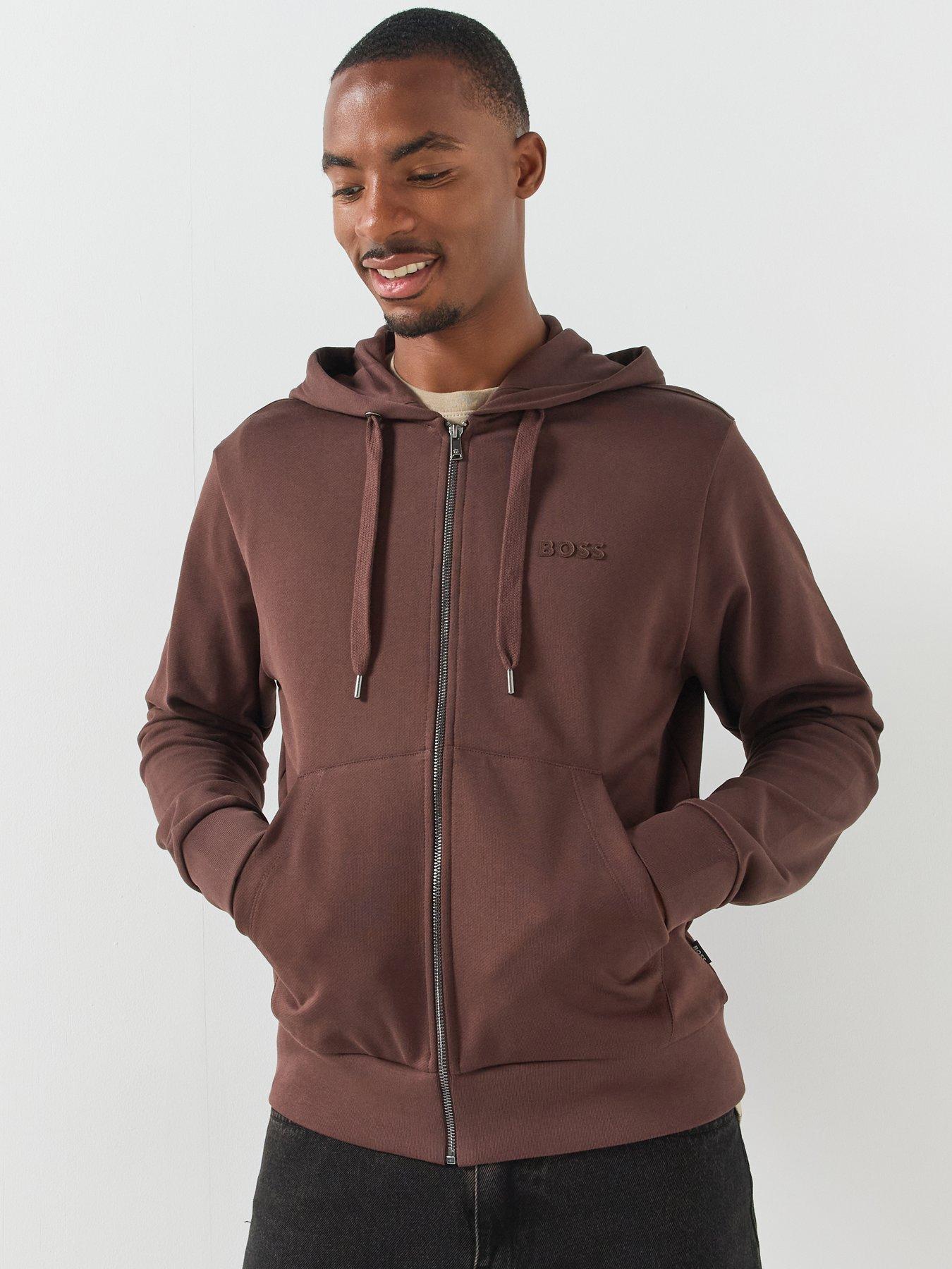 BOSS C-Silva 23 Bb Relaxed Fit Zip Through Hoodie - Brown