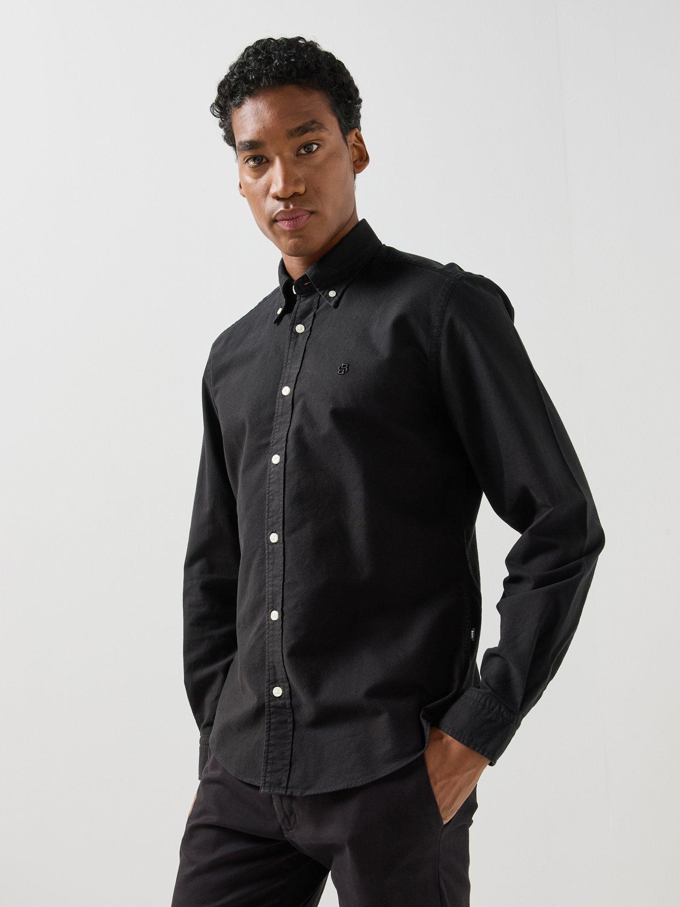 Image 1 of 6 of BOSS Mens H-Liam Button Down Regular Fit Shirt - Black