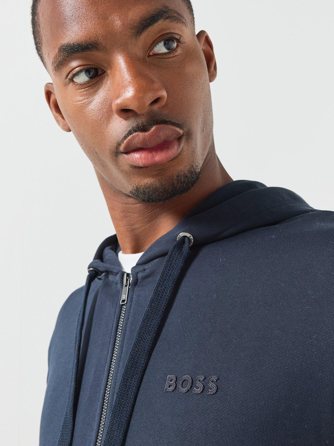 Image 6 of 6 of BOSS Boss C-Silva 23 BB Relaxed Fit Zip Through Hoodie - Navy